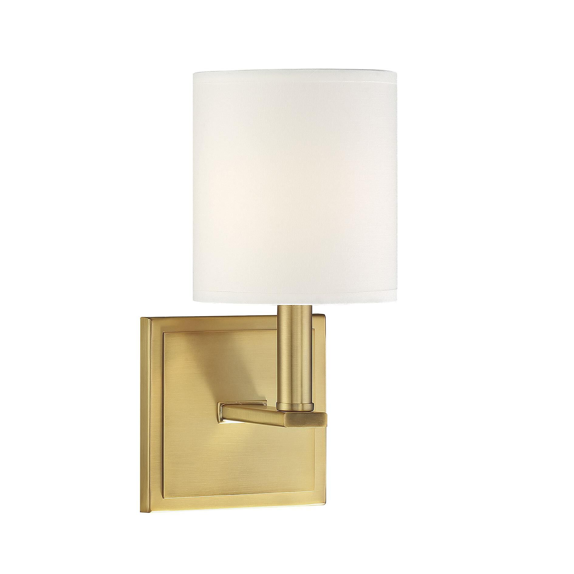 Shown in Warm Brass finish and White shade
