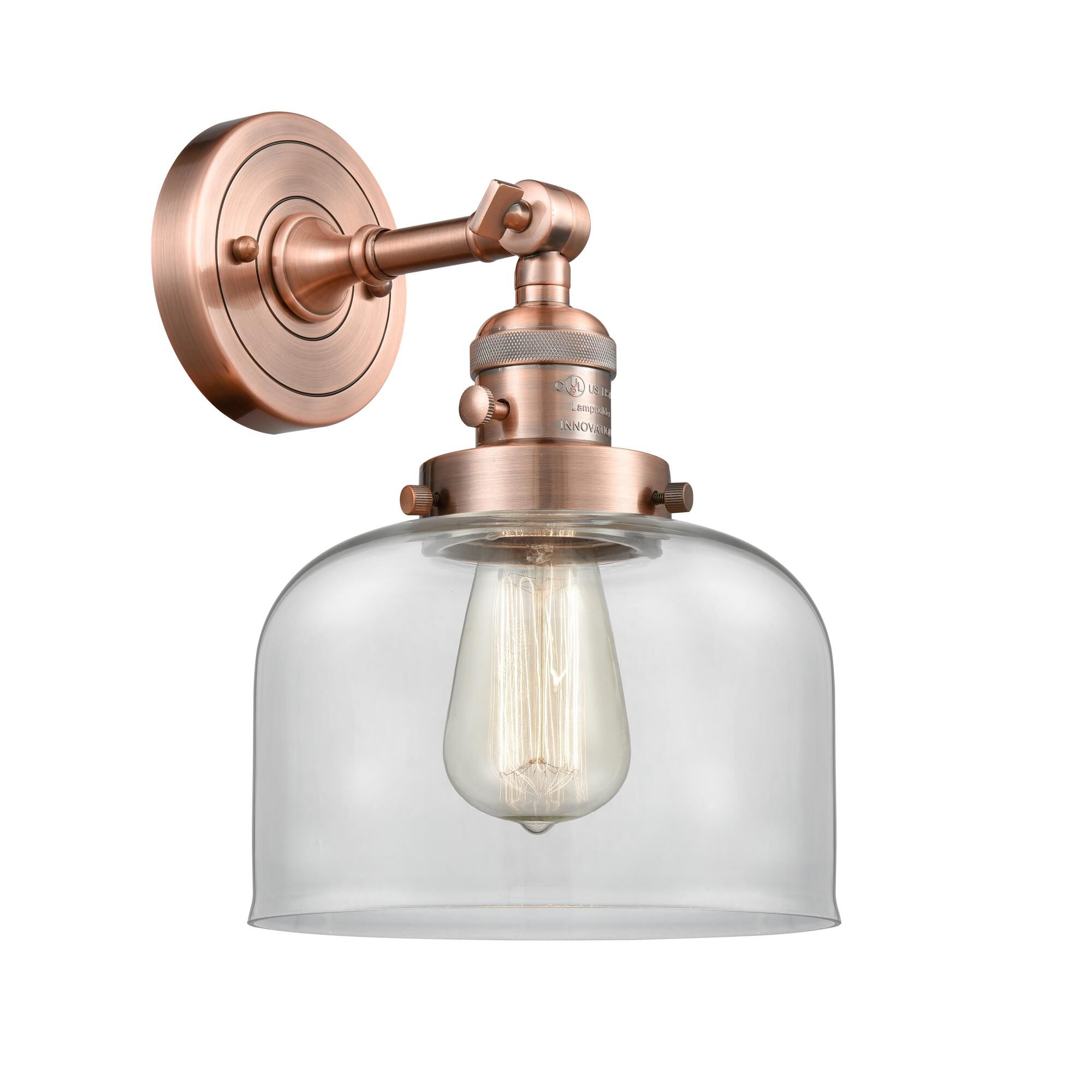 Shown in Antique Copper finish and Clear glass