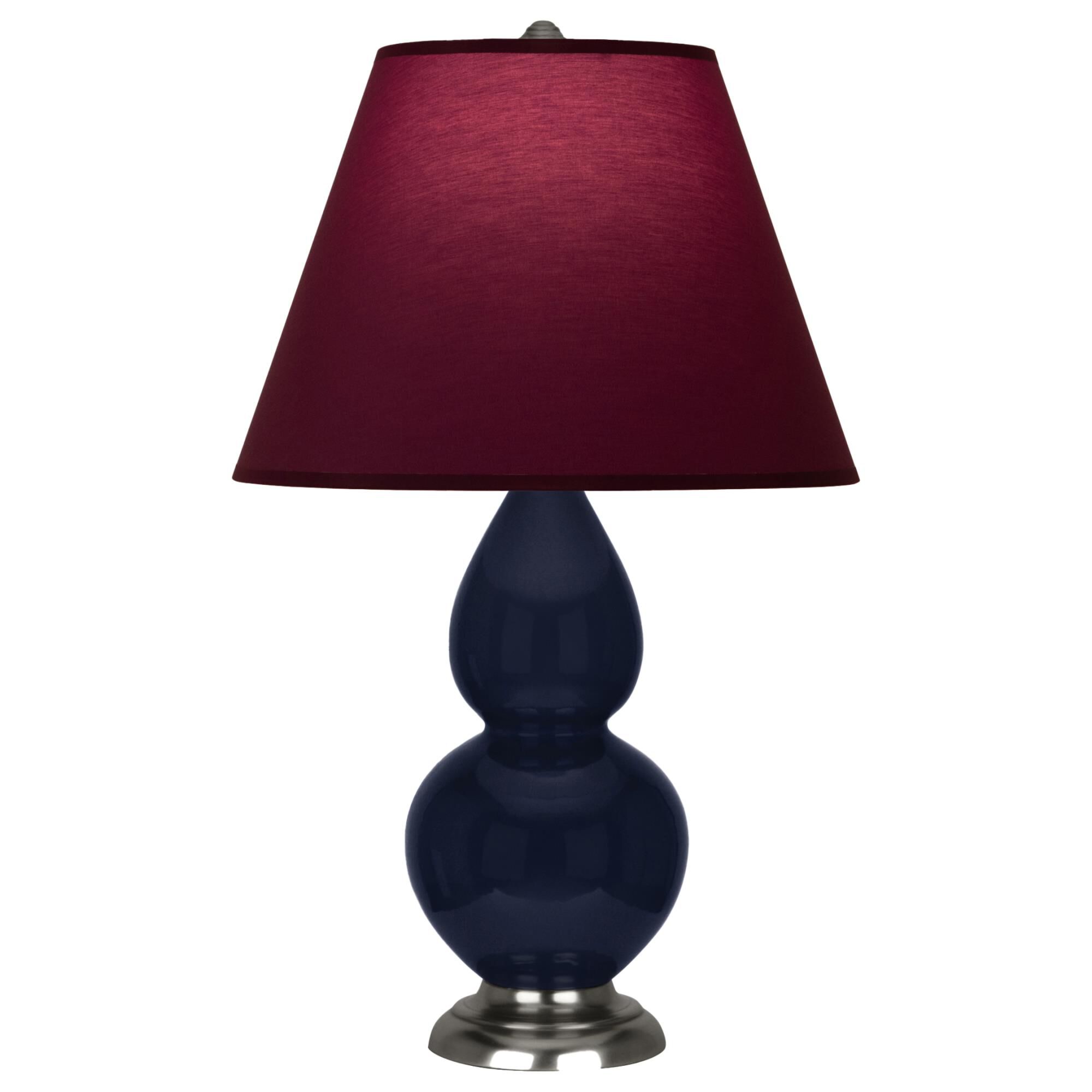 Shown in Midnight Blue finish and Plum and Lavender shade and Antique Silver accent