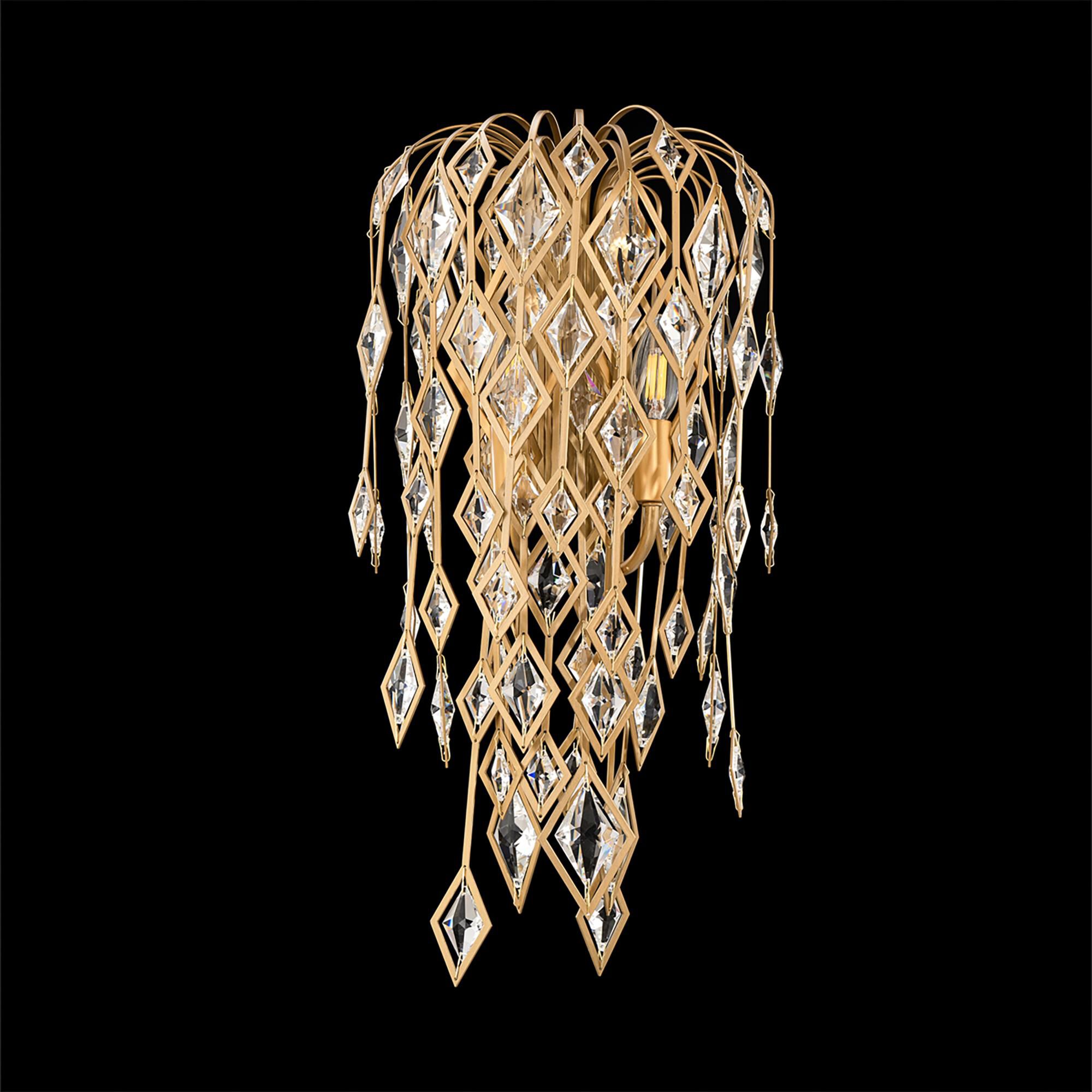 Shown in Aged Brass finish and Clear Optic crystal