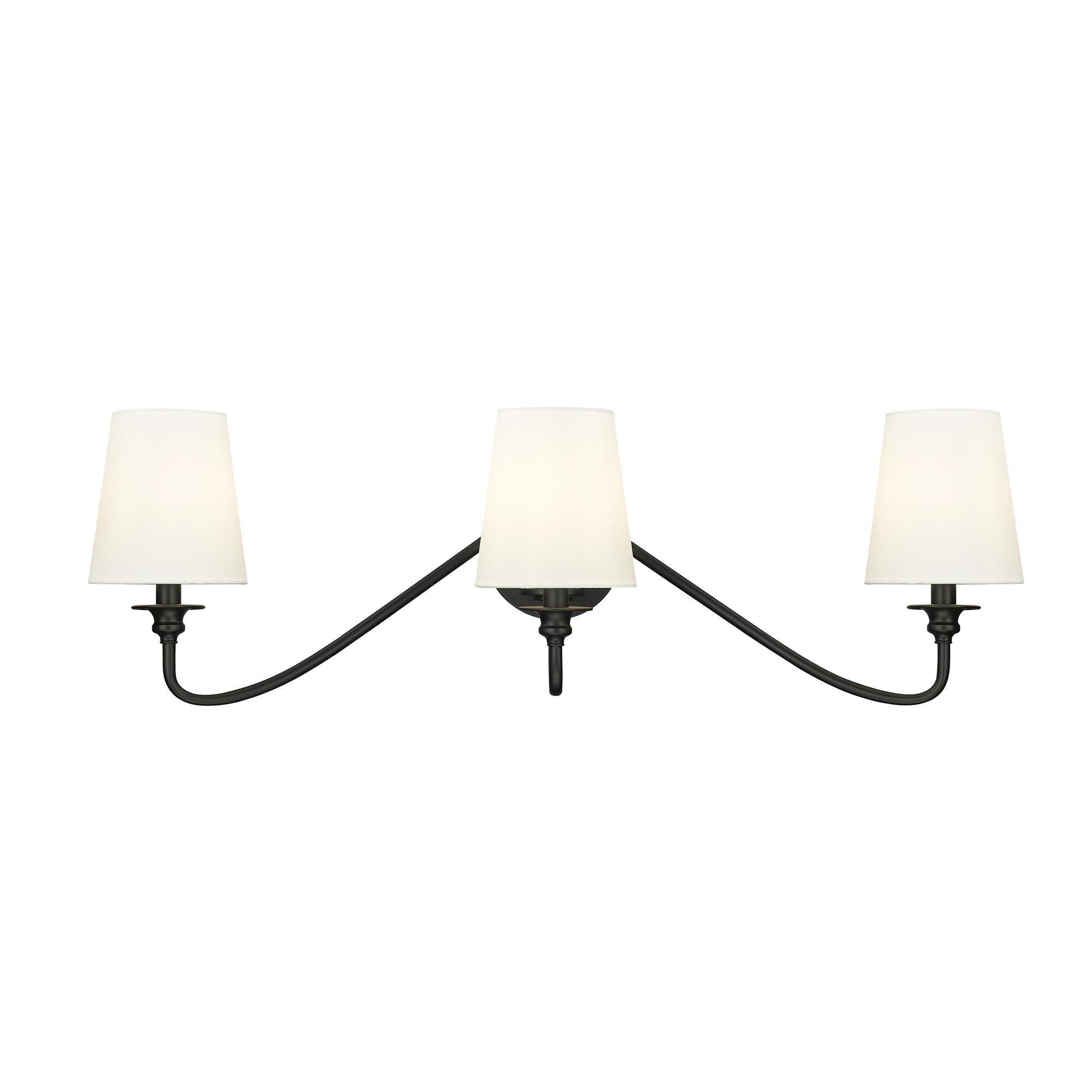 Shown in Matte Black finish and White glass and White shade