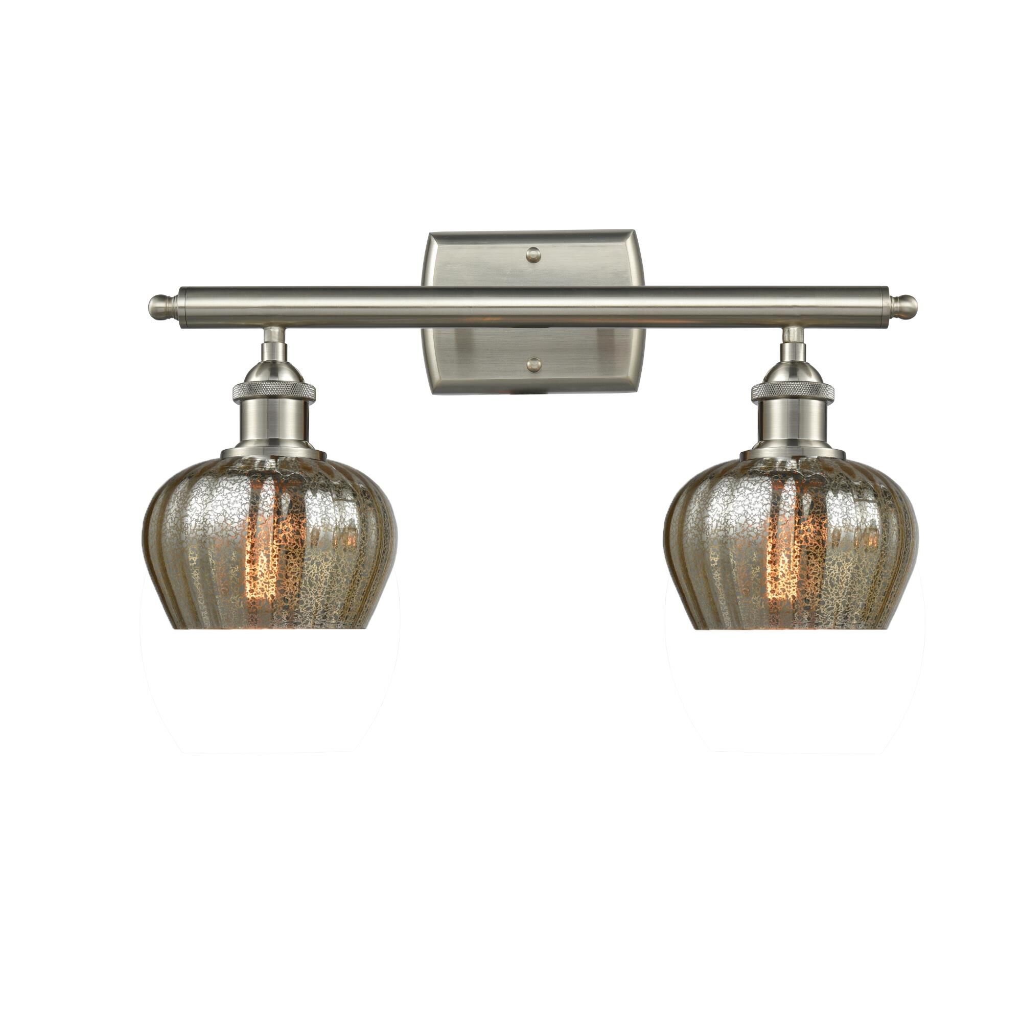 Shown in Brushed Satin Nickel finish and Mercury Fluted glass