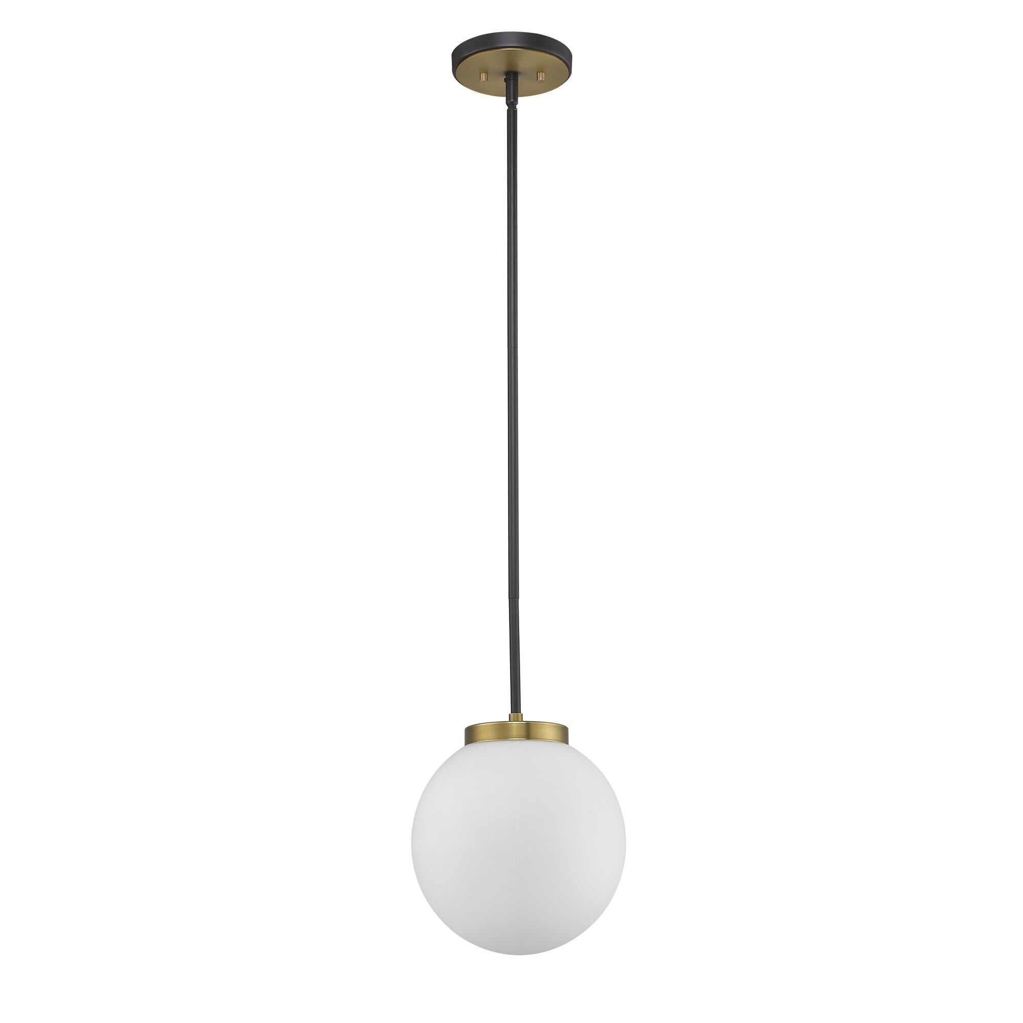 Shown in Matte Black + Olde Brass finish and Glass shade