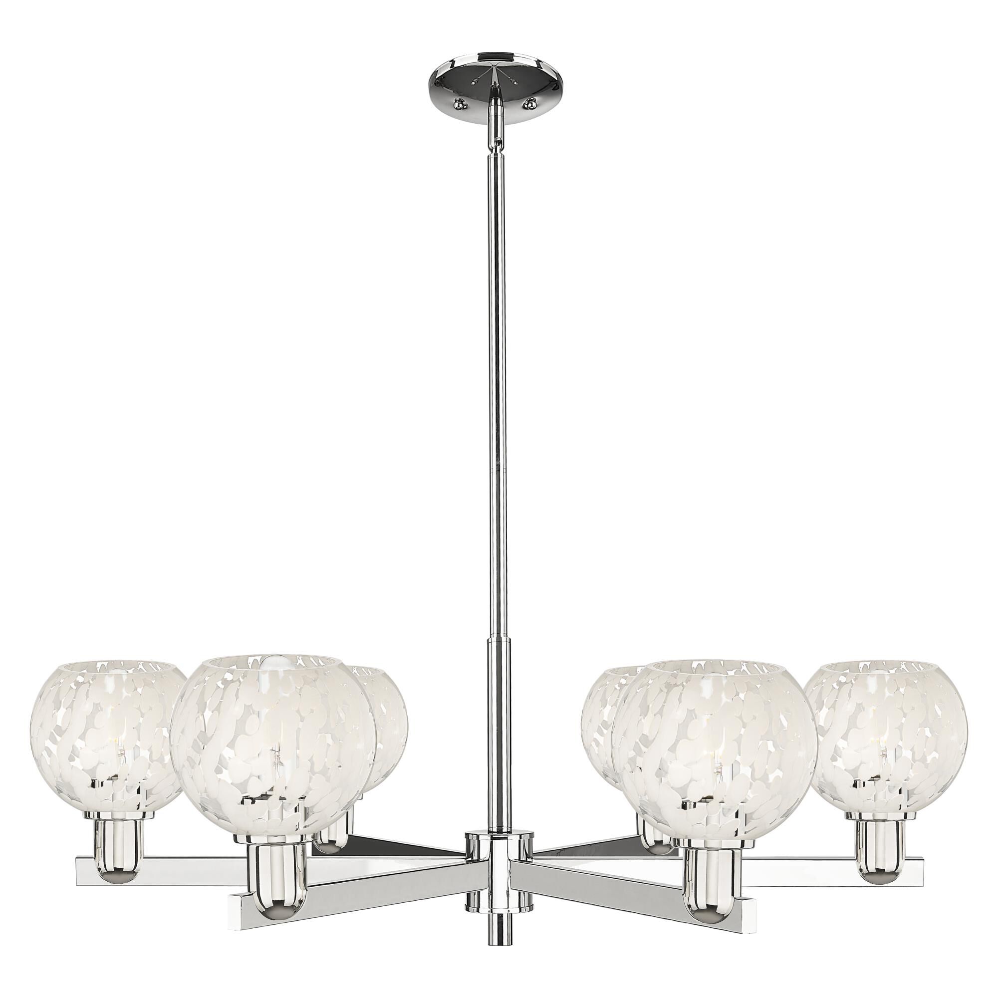 Shown in Polished Nickel finish and White Mouchette glass