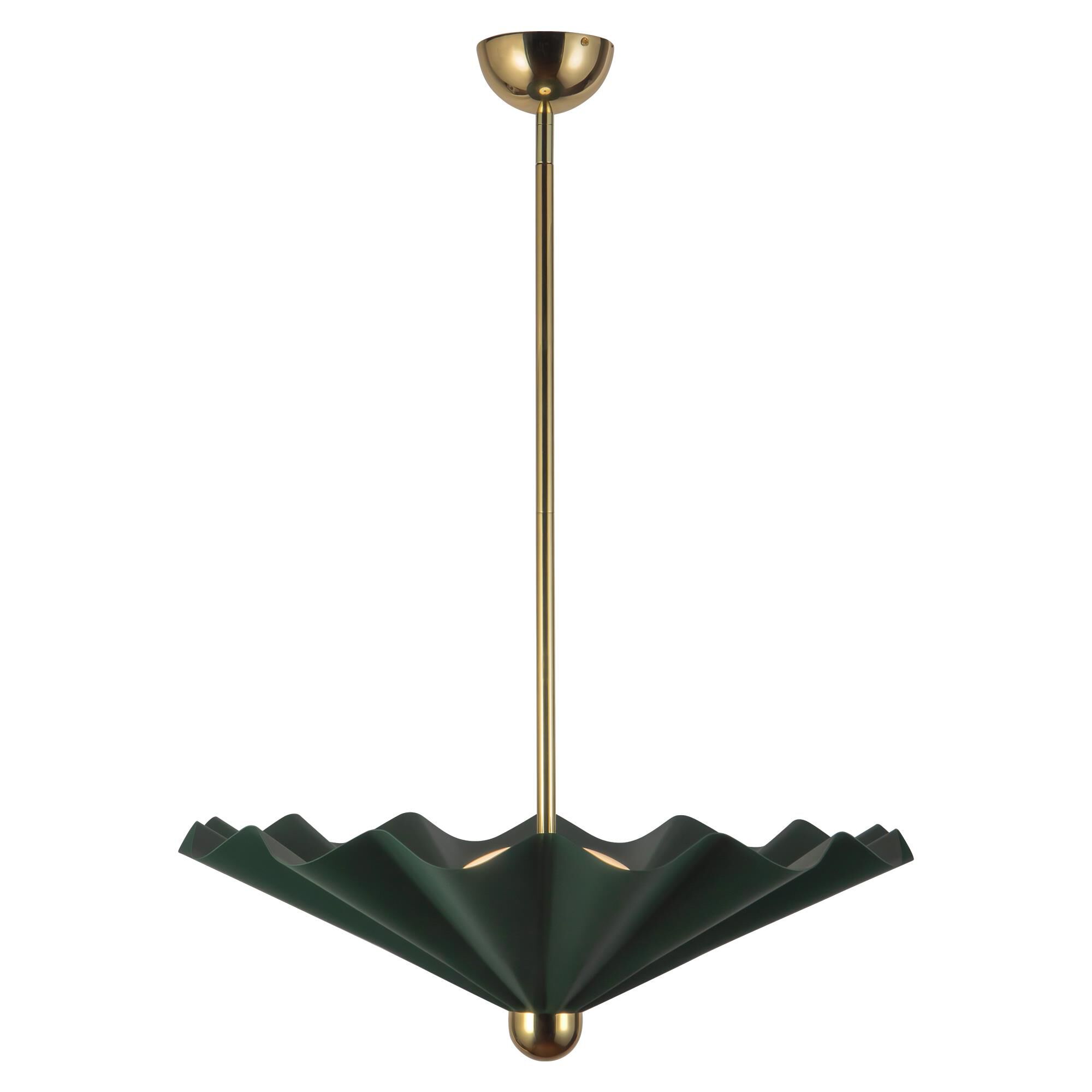 Shown in Pine Green finish and Matte Opal glass