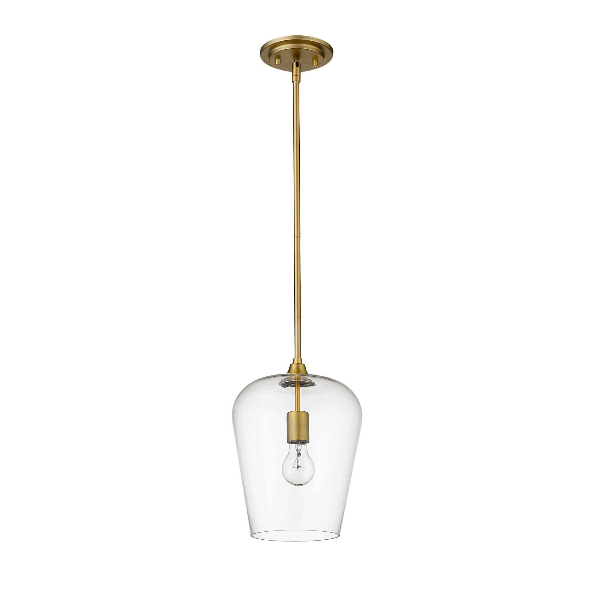 Shown in Olde Brass finish and Glass shade