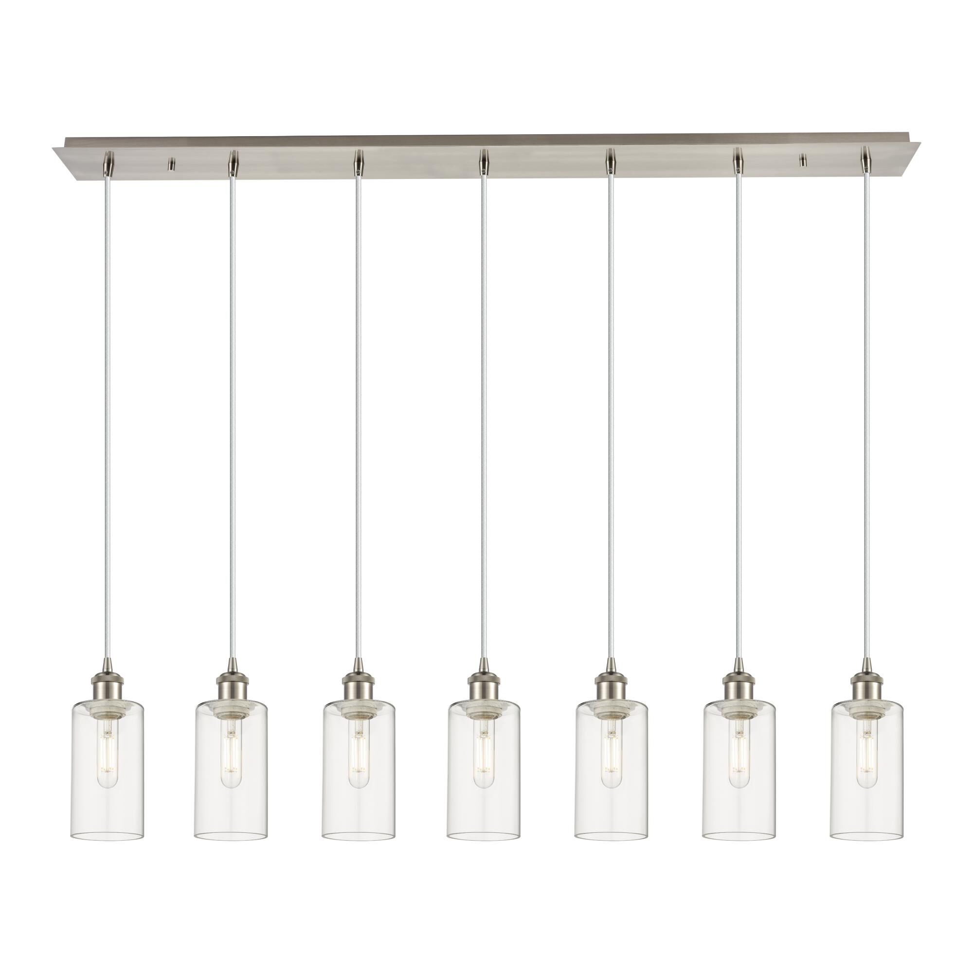 Shown in Satin Nickel finish and Clear shade