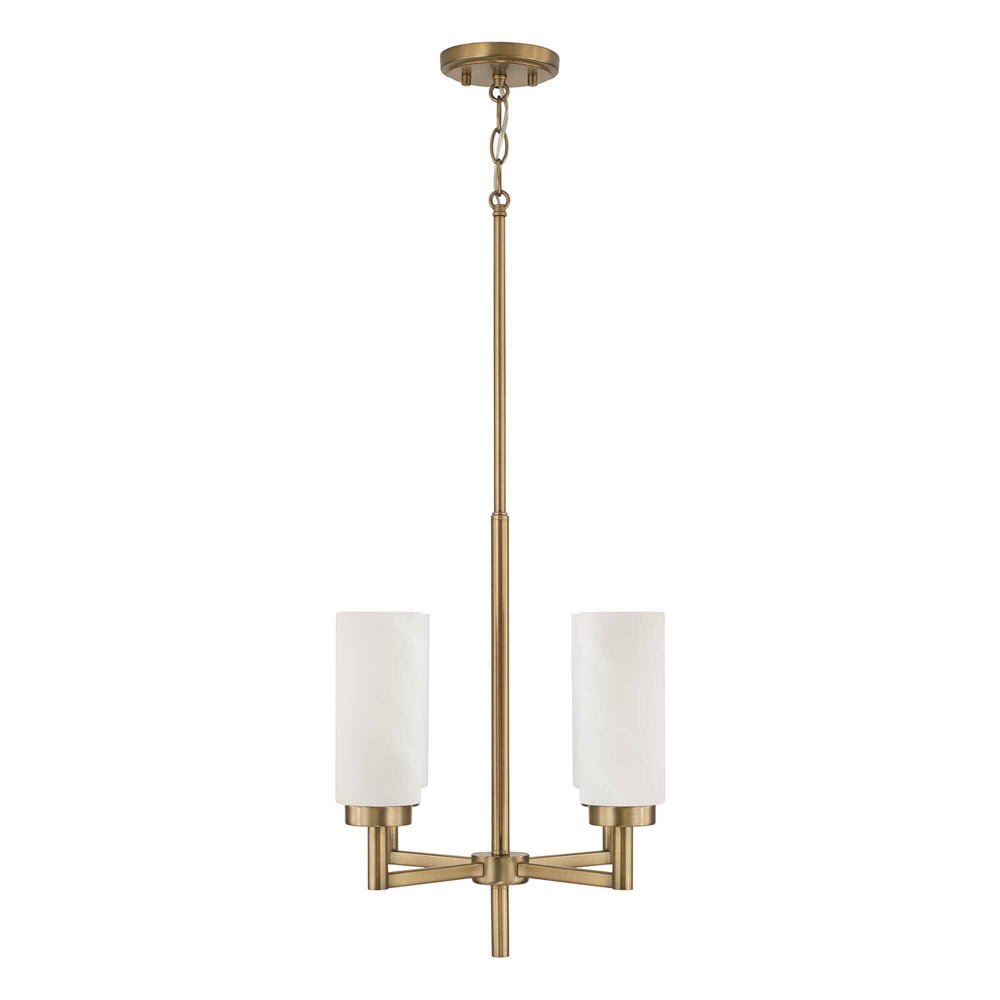 Shown in Aged Brass finish and Faux Alabaster glass