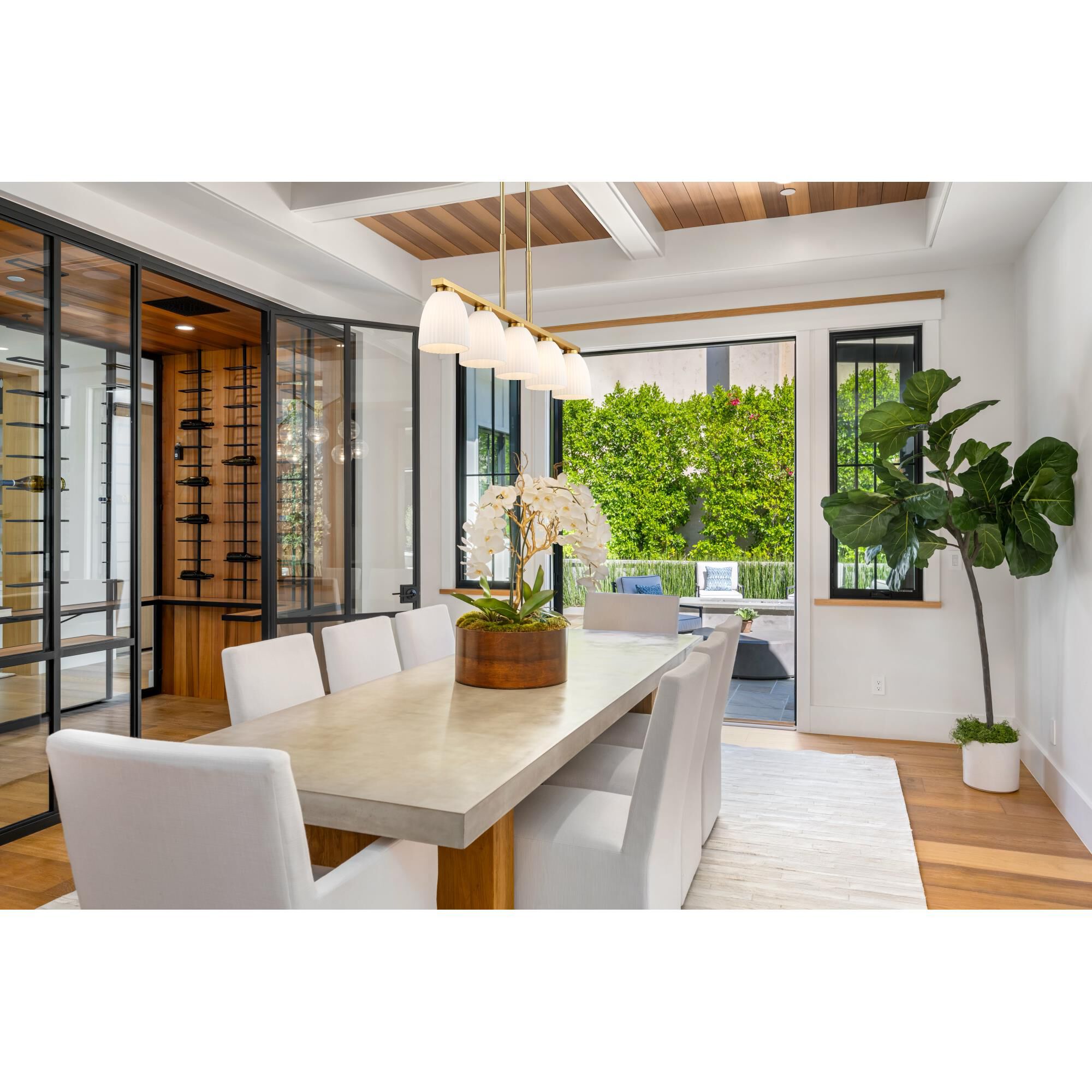 Shown in Modern Gold finish and Matte Opal glass and Matte Opal shade