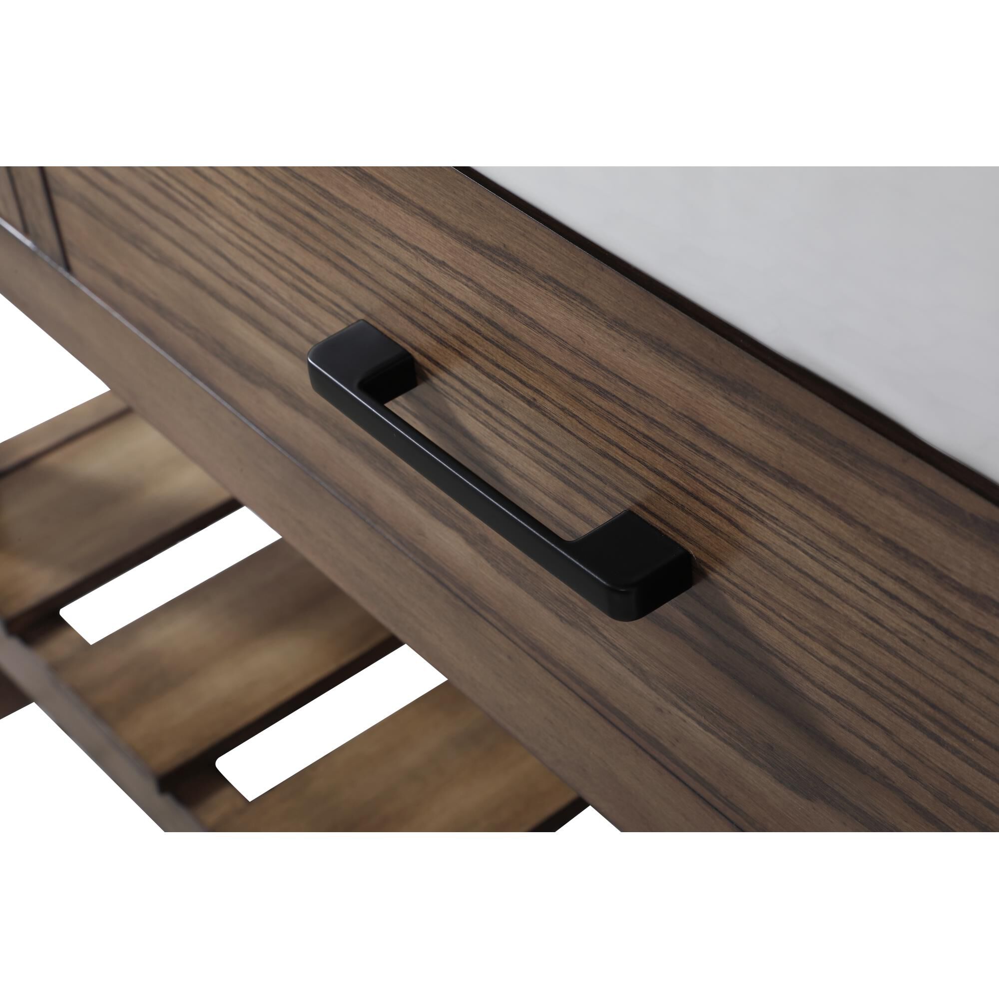 Shown in Driftwood finish and Without Backsplash accent