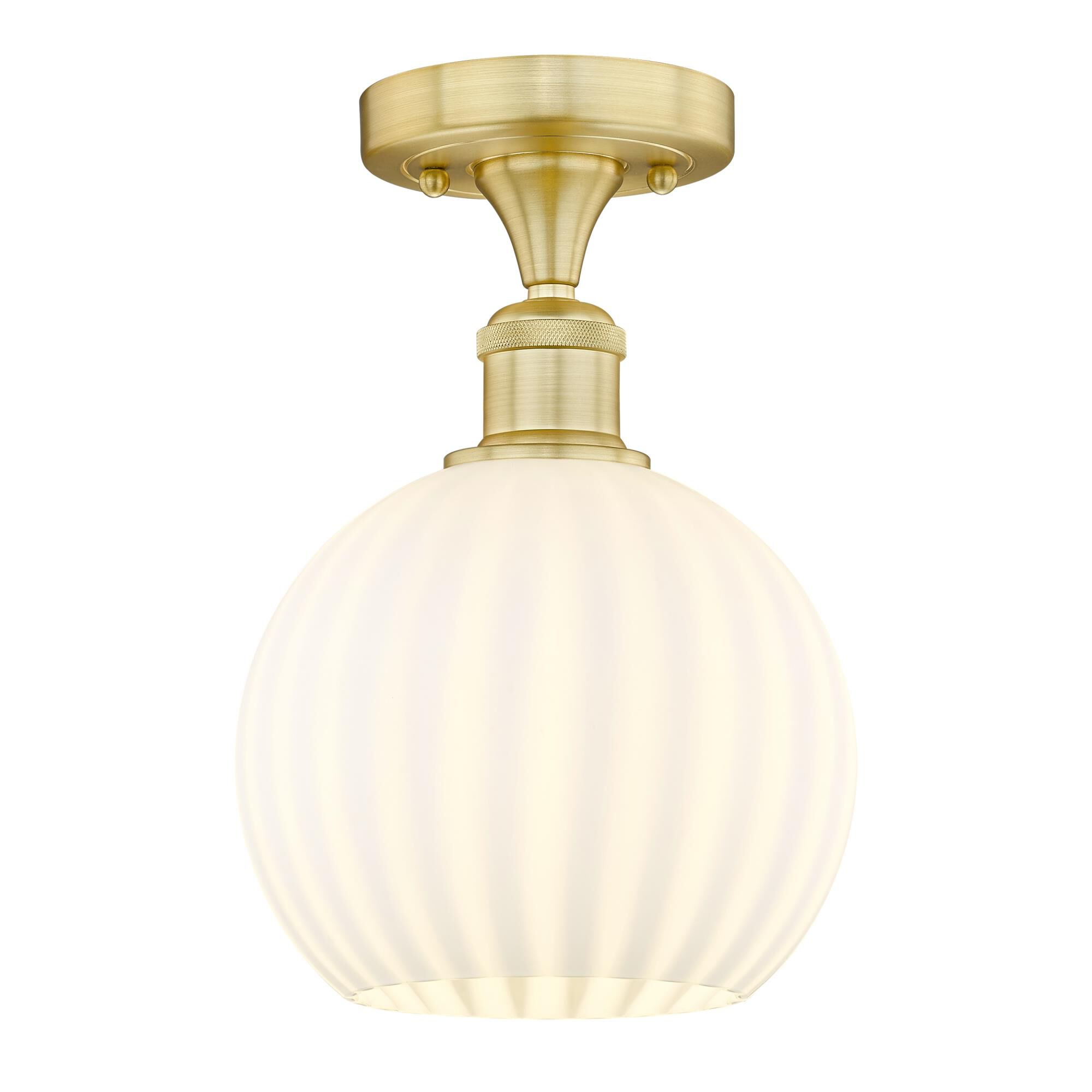Shown in Satin Gold finish and White Venetian glass