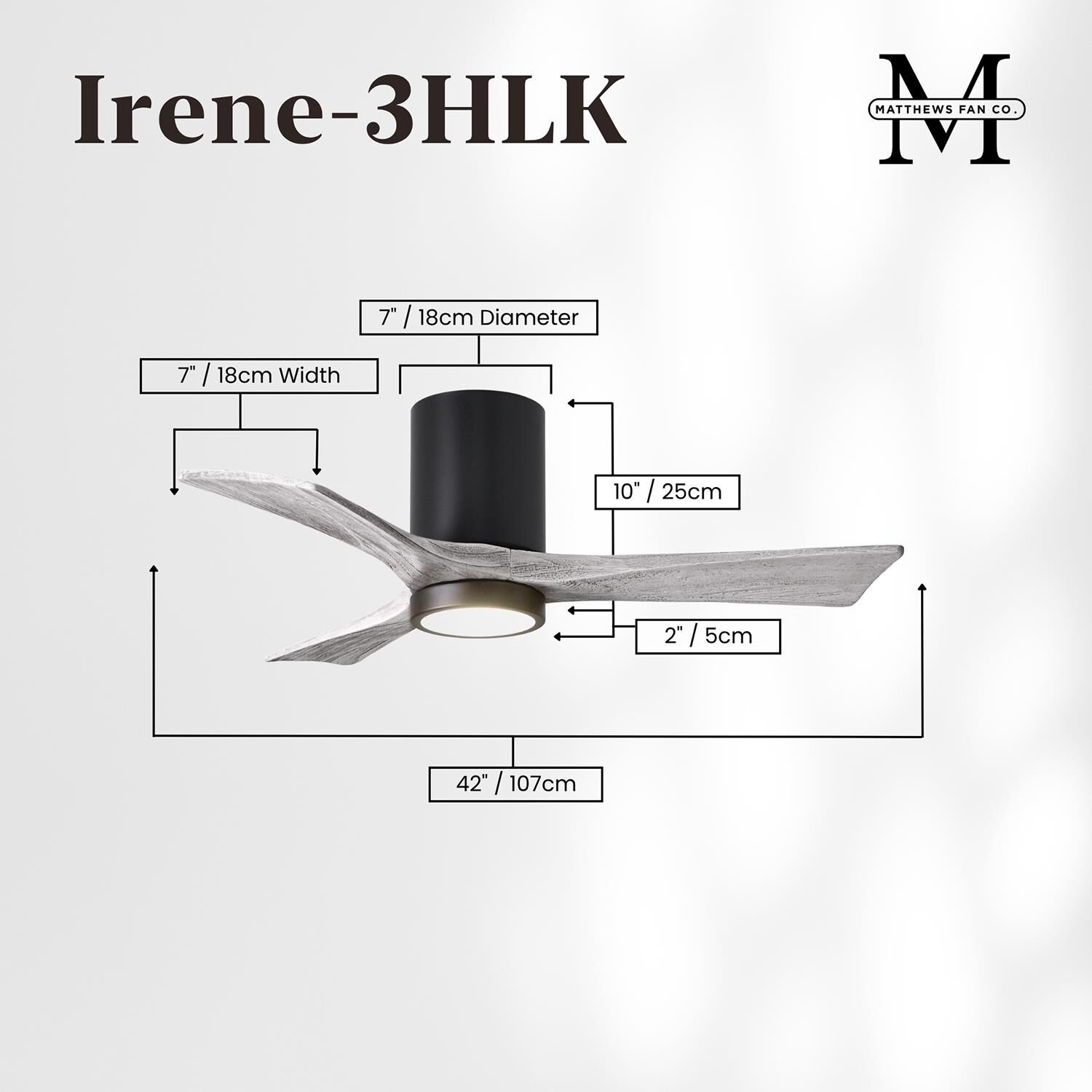 Irene 42 Inch Flush Mount Fan with Light Kit by Matthews Fan Company