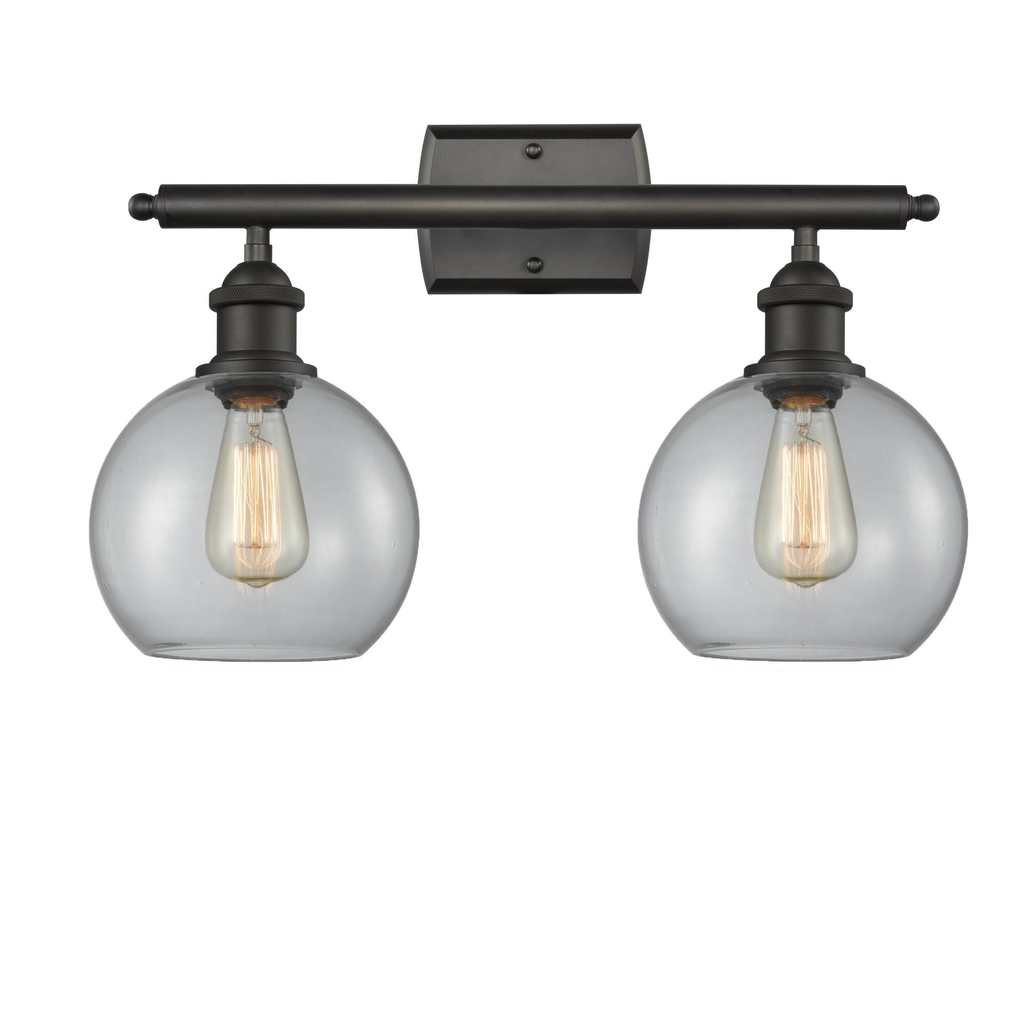 Shown in Oil Rubbed Bronze finish and Clear Globe glass