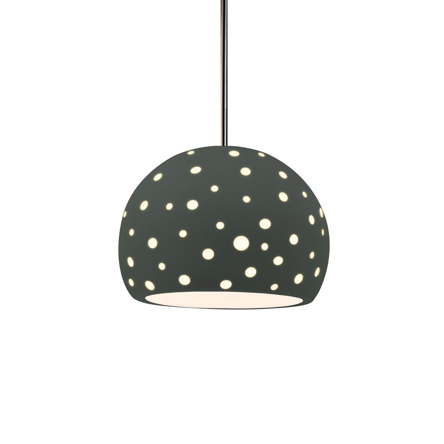 Shown in Brushed Nickel finish and Pewter Green shade