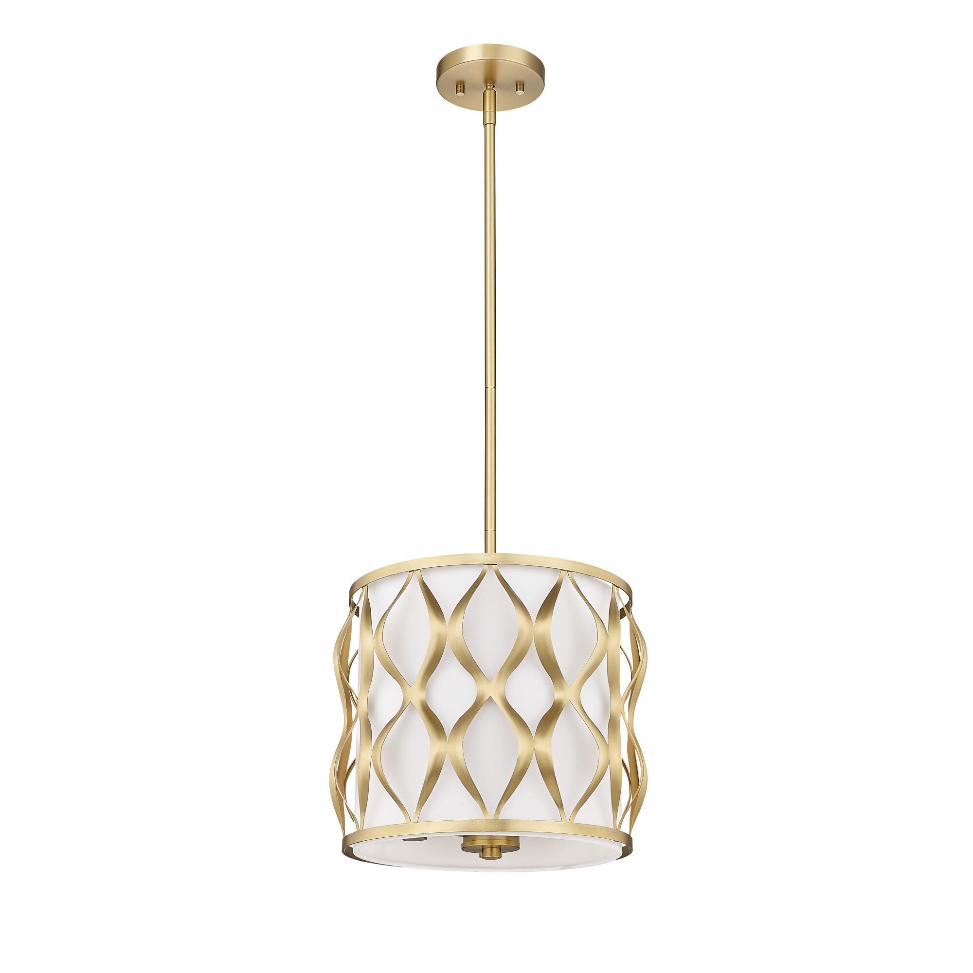 Shown in Modern Gold finish and White glass
