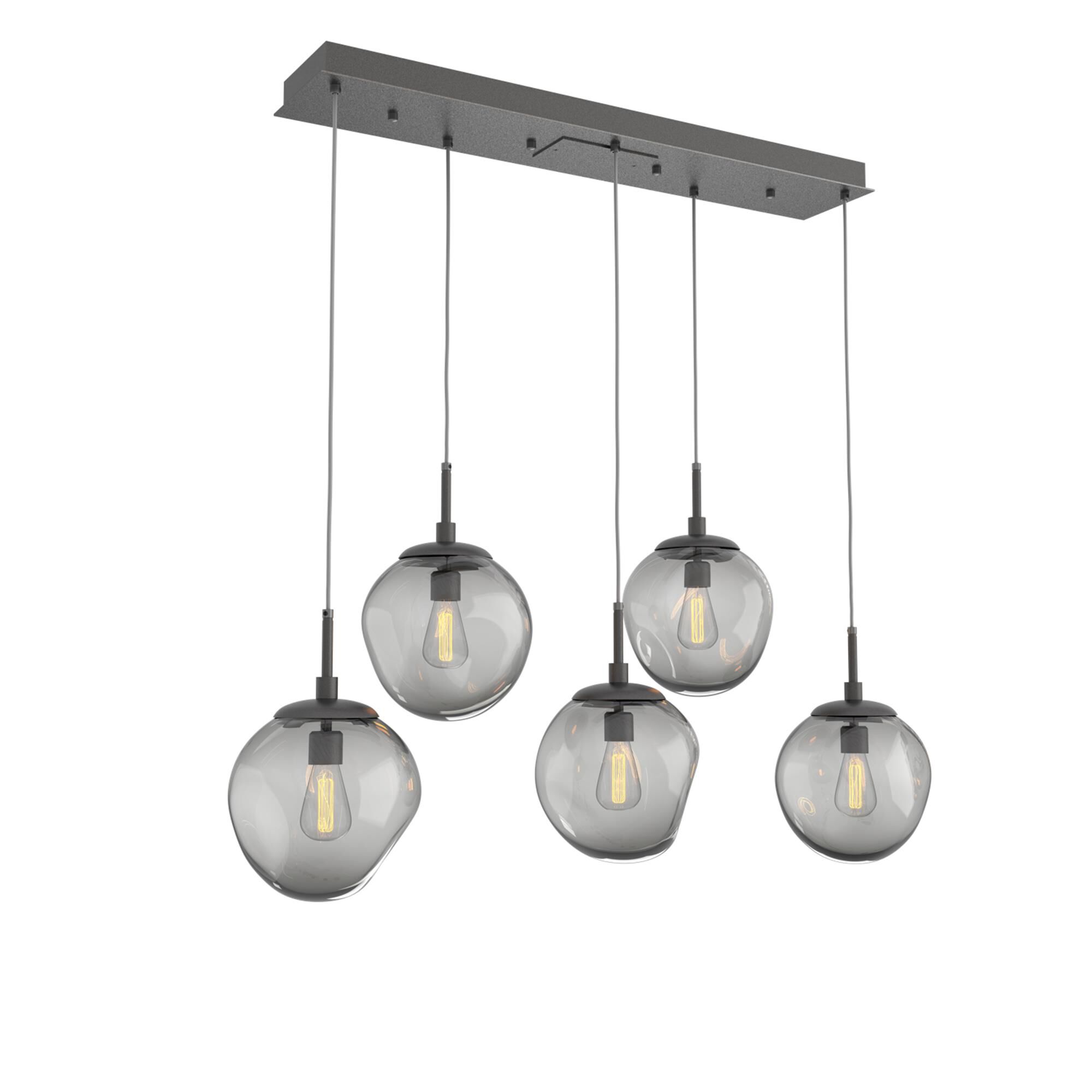 Shown in Graphite finish and Smoke Blown glass