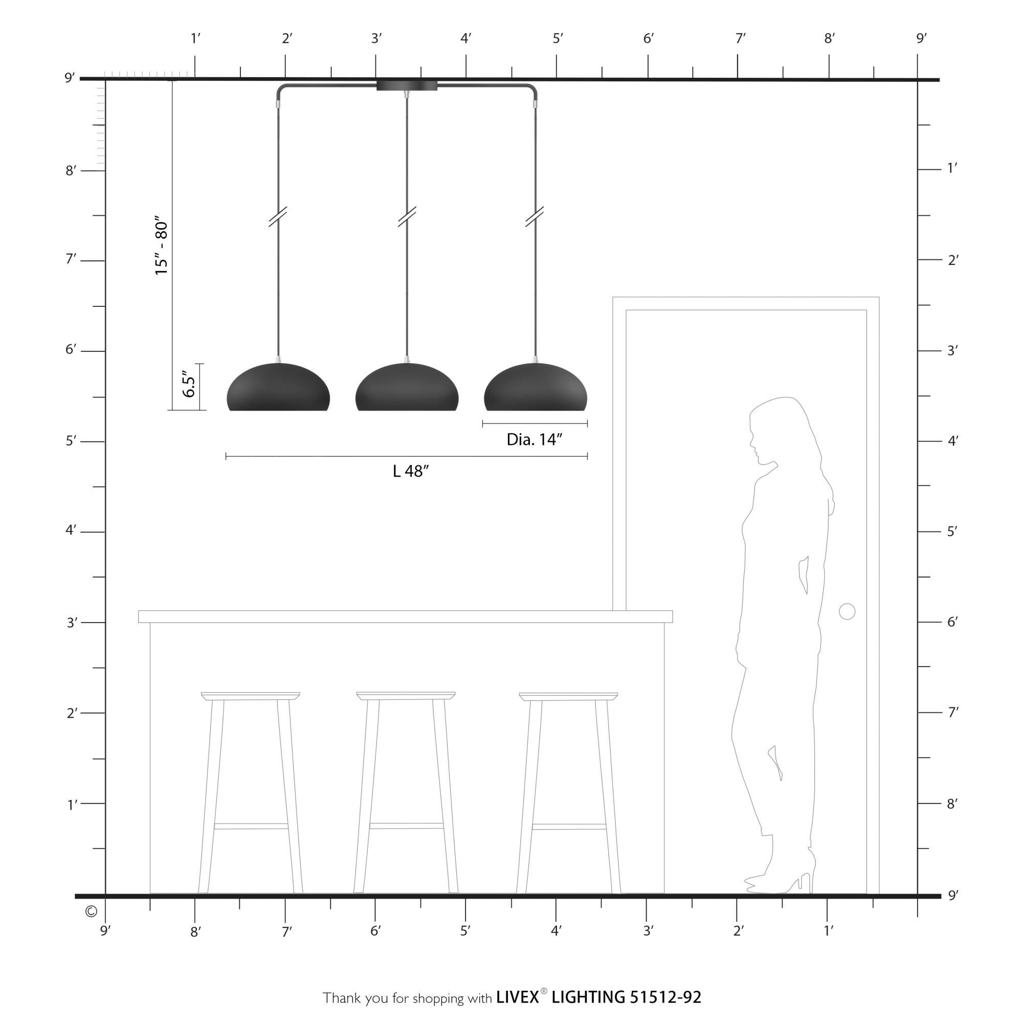 Domma 48 Inch Linear Suspension Light by Livex Lighting