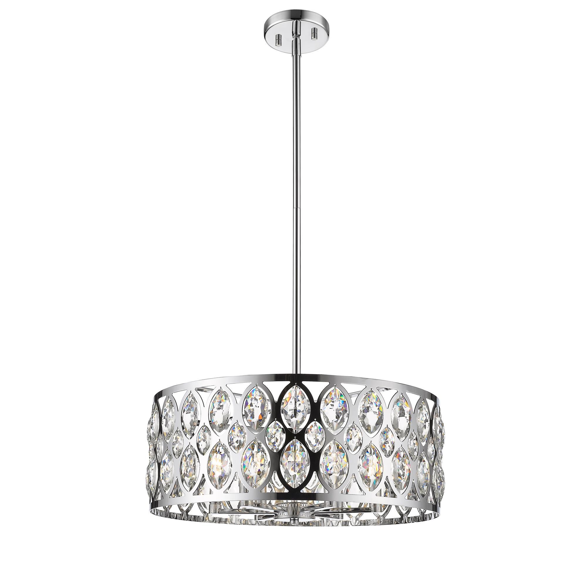 Shown in Chrome finish and Crystal glass and Crystal shade