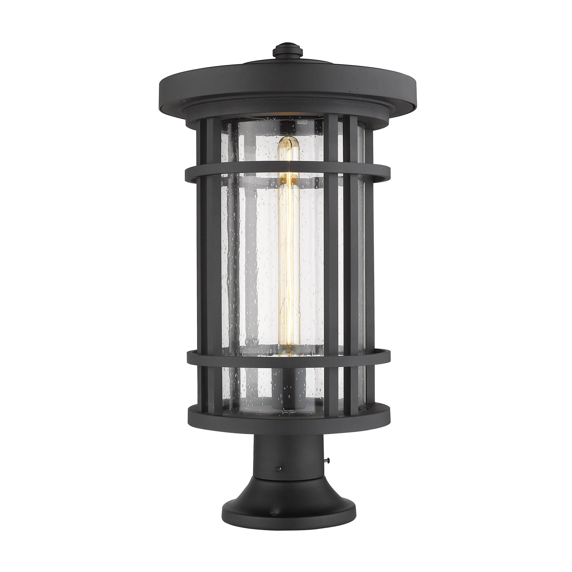 Shown in Black finish and Glass shade