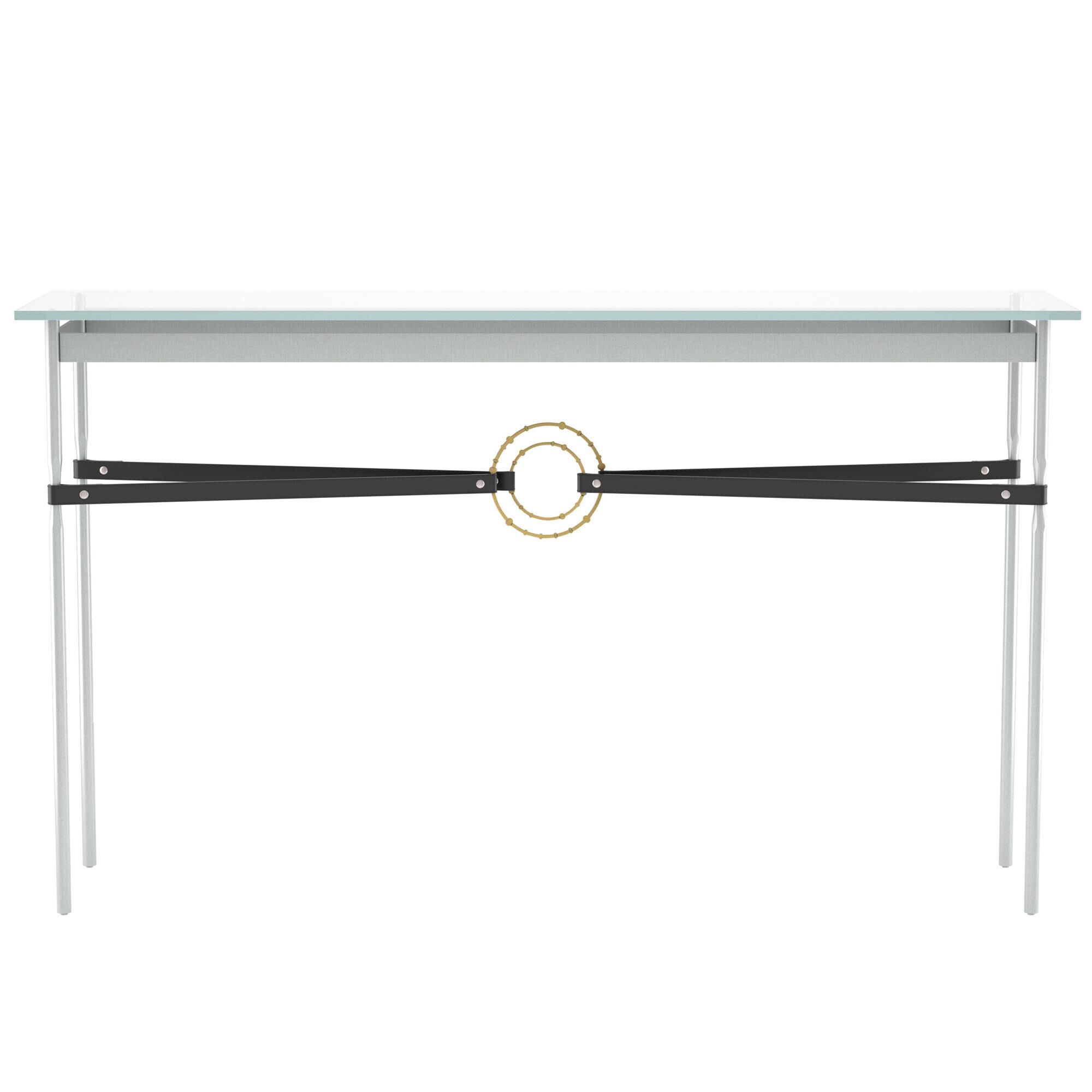 Shown in Vintage Platinum finish and Modern Brass with Leather Black  accent
