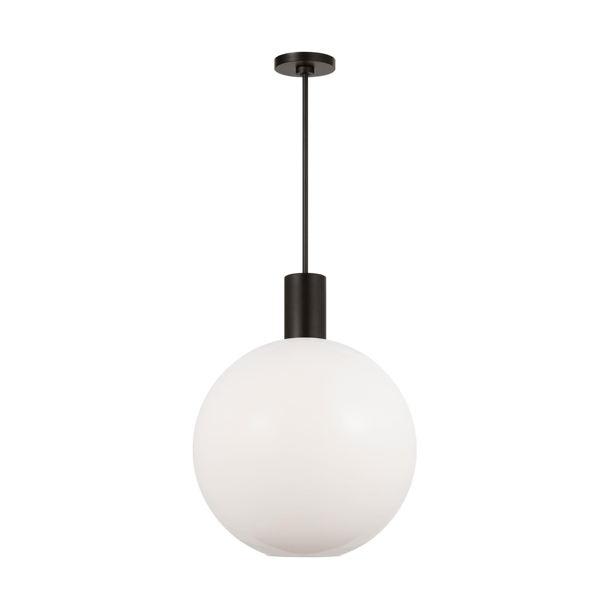 Shown in Midnight Black finish and Milk glass