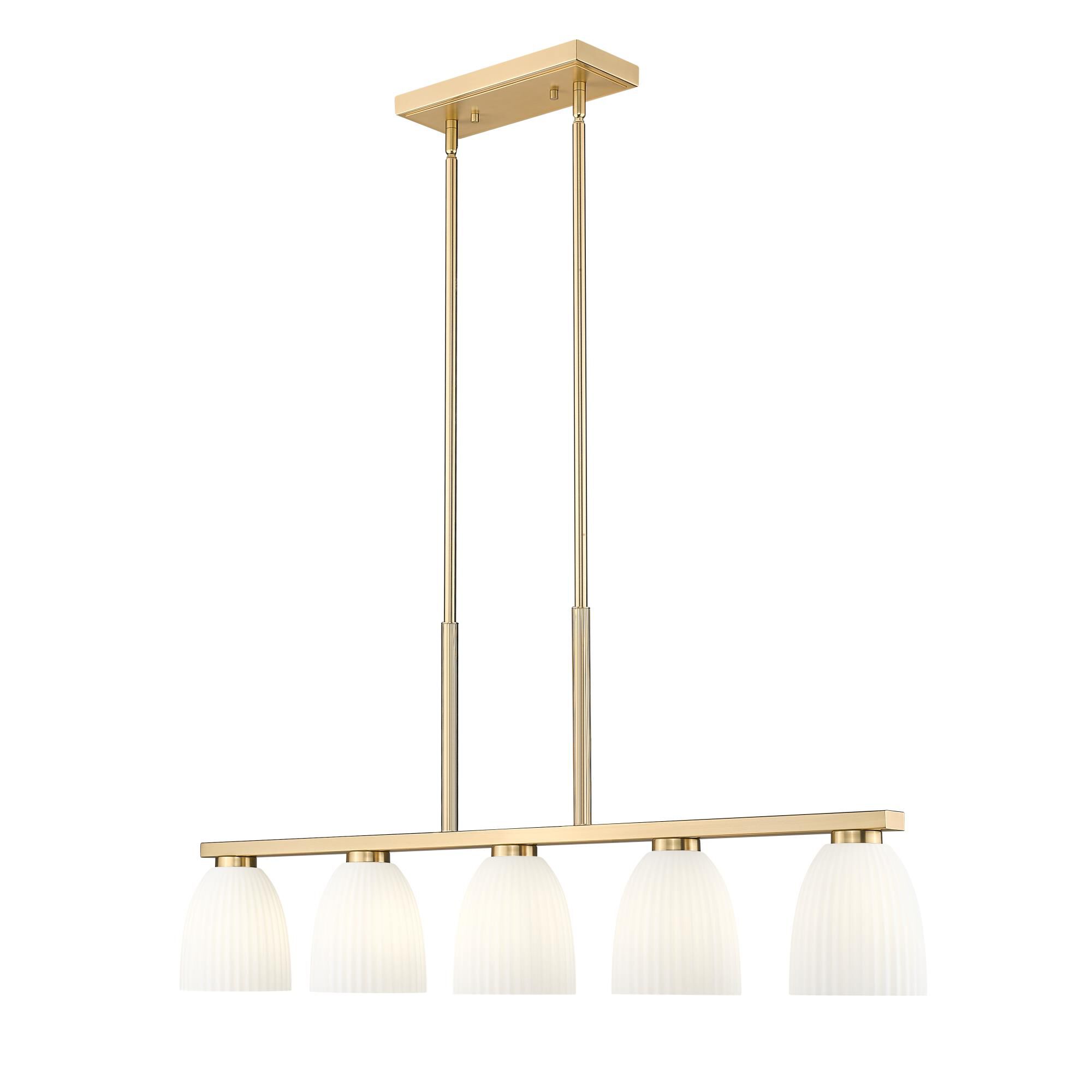 Shown in Modern Gold finish and Matte Opal glass and Matte Opal shade