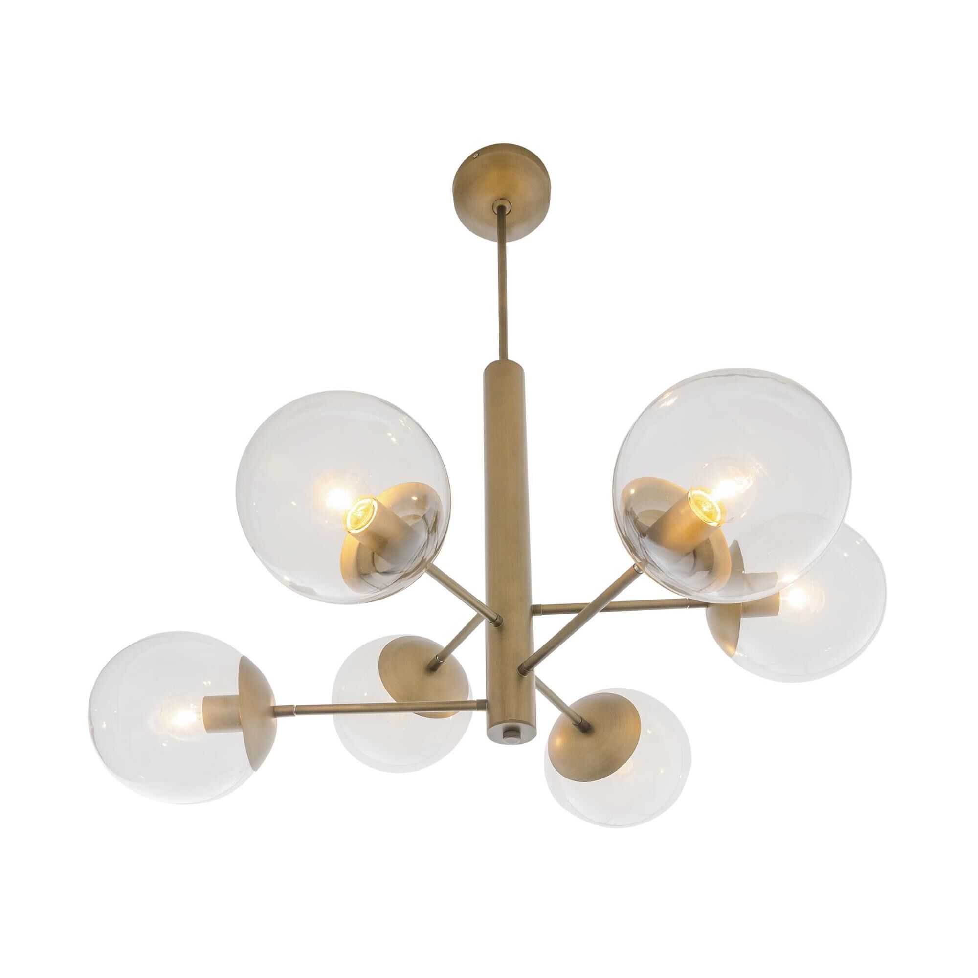 Shown in Antique Brass finish and Clear glass