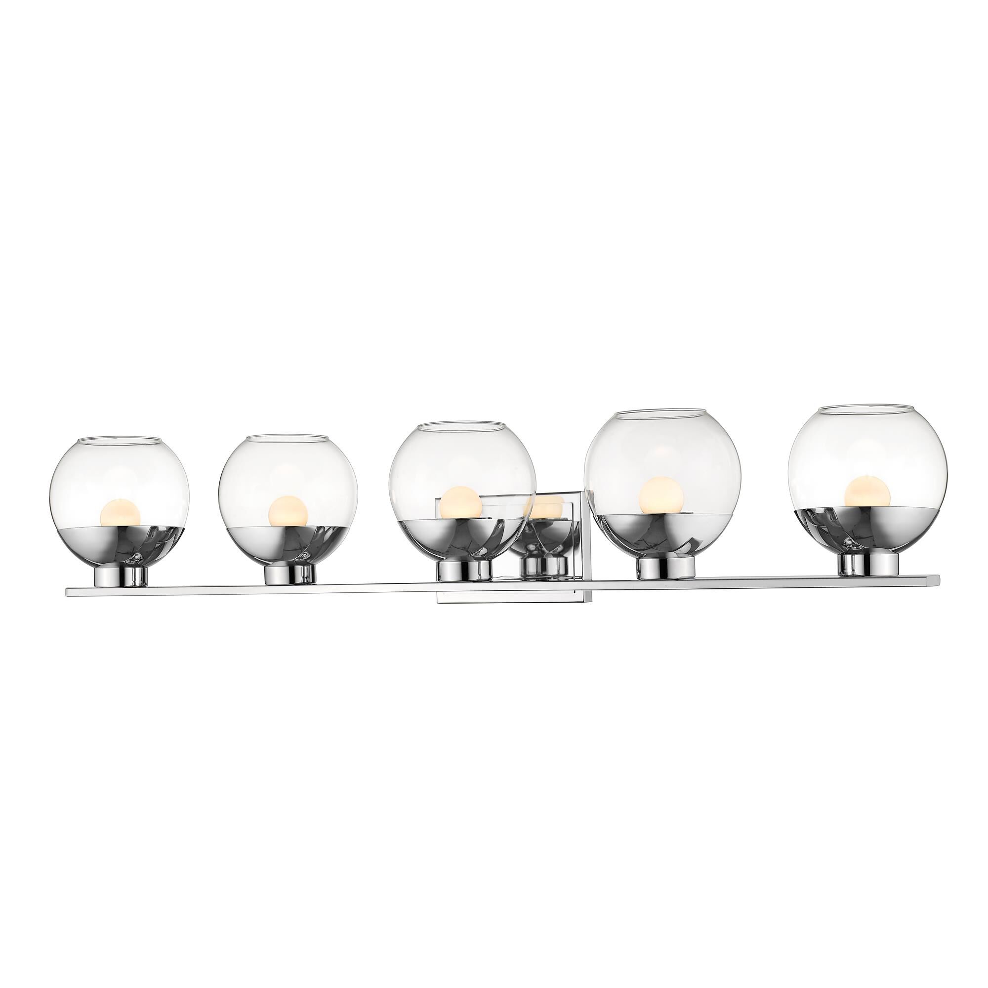 Shown in Chrome finish and Glass shade