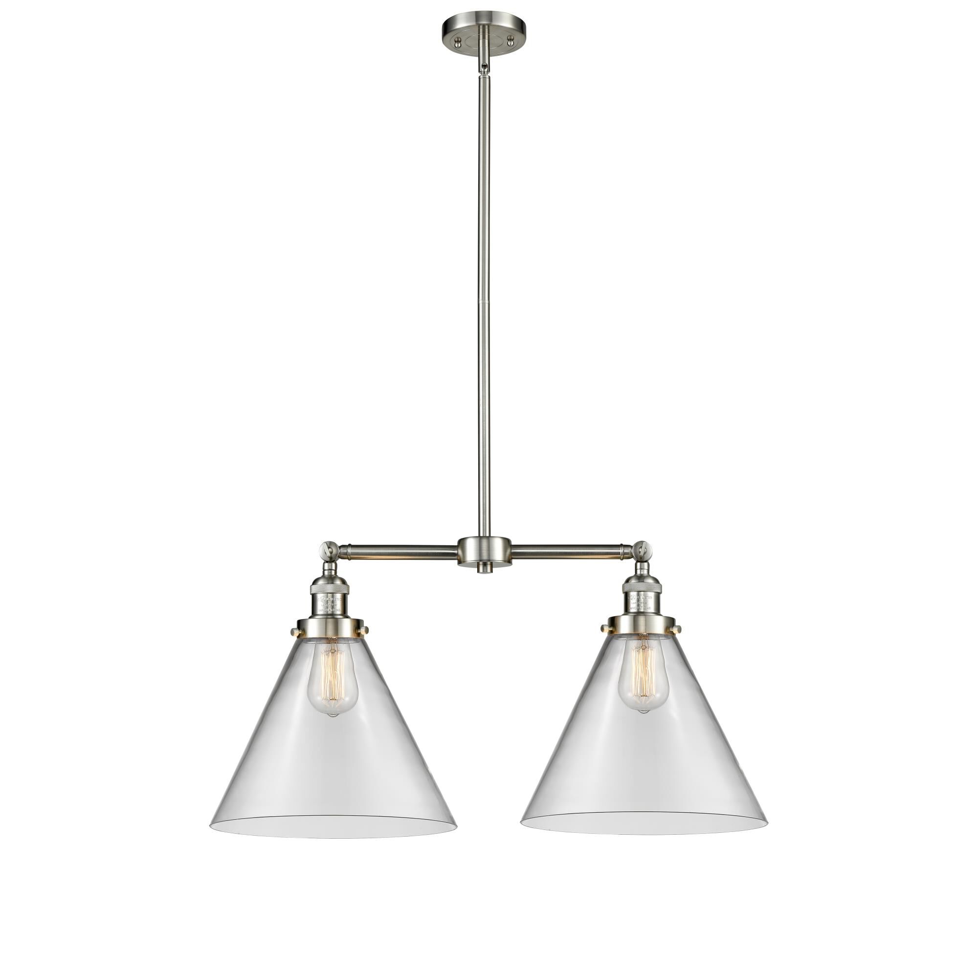 Shown in Brushed Satin Nickel finish and Clear glass