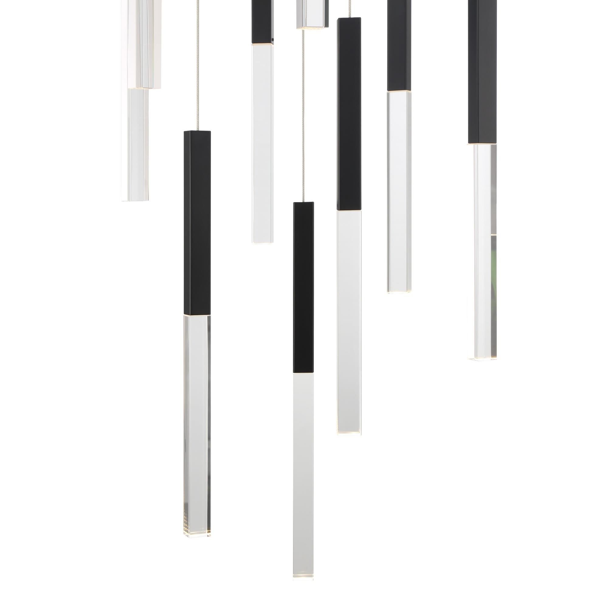 Shown in Black finish and Clear Crystal glass