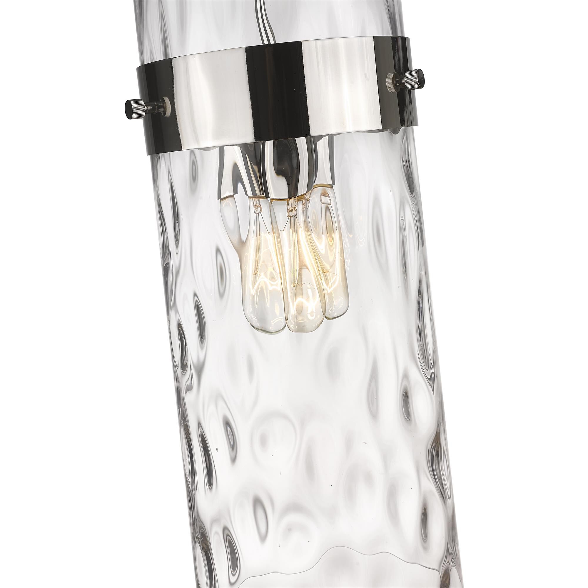 Shown in Polished Nickel finish and Glass shade