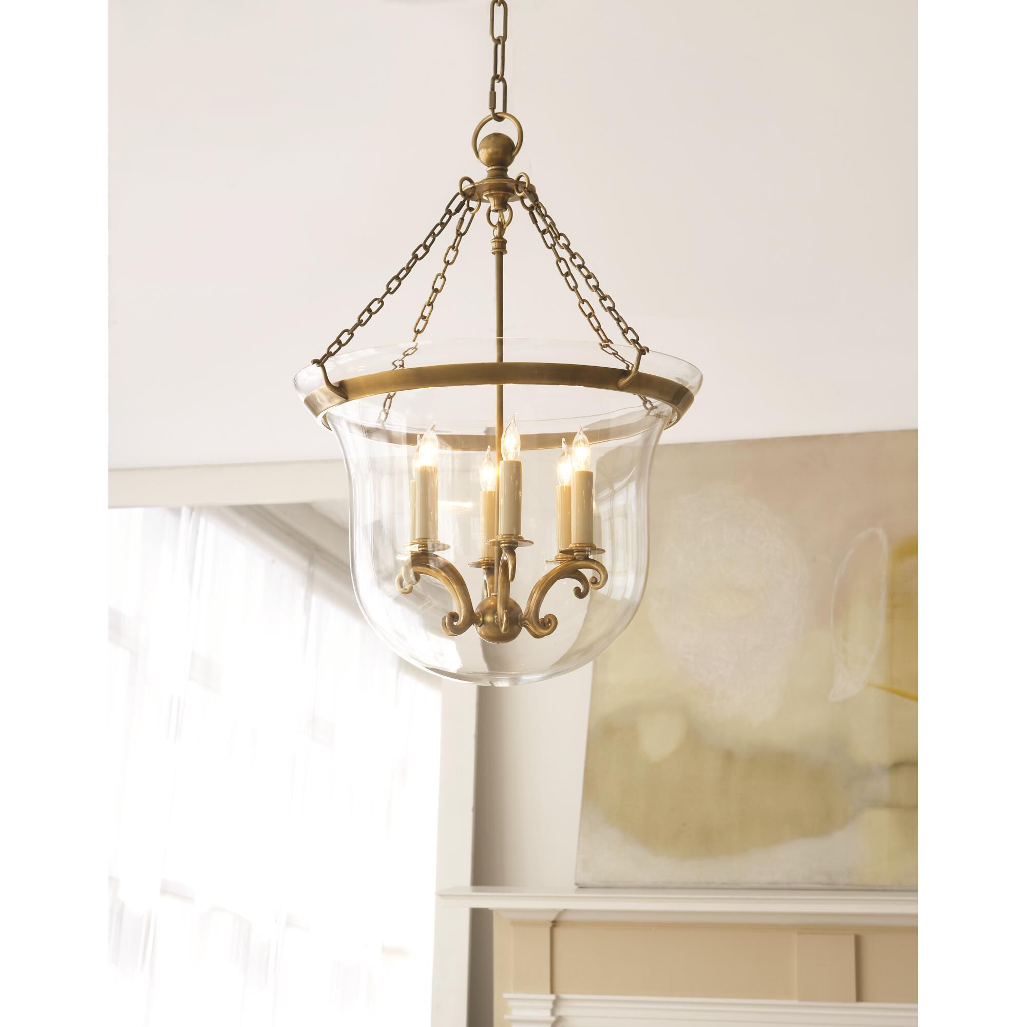 Shown in Antique-Burnished Brass finish and Clear glass