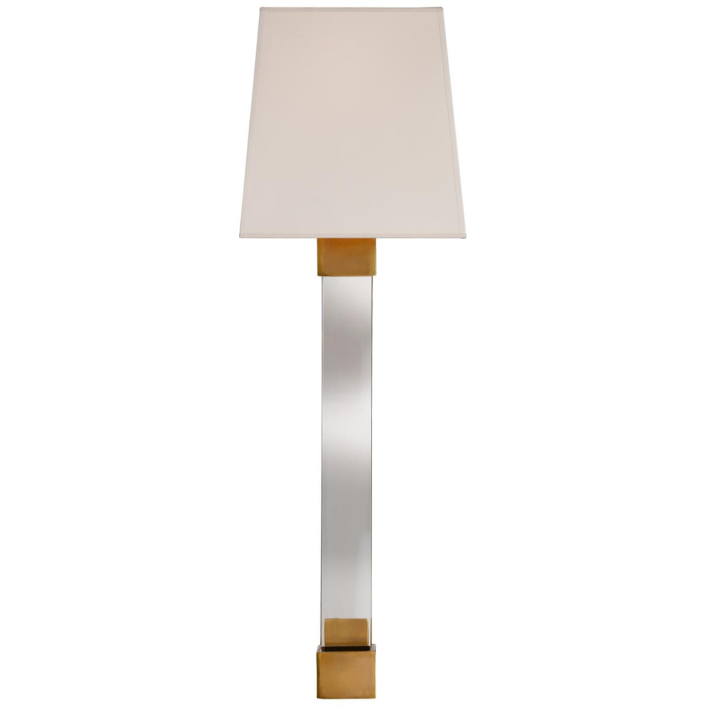 Shown in Crystal With Brass finish and Silk Rectangle Shield shade