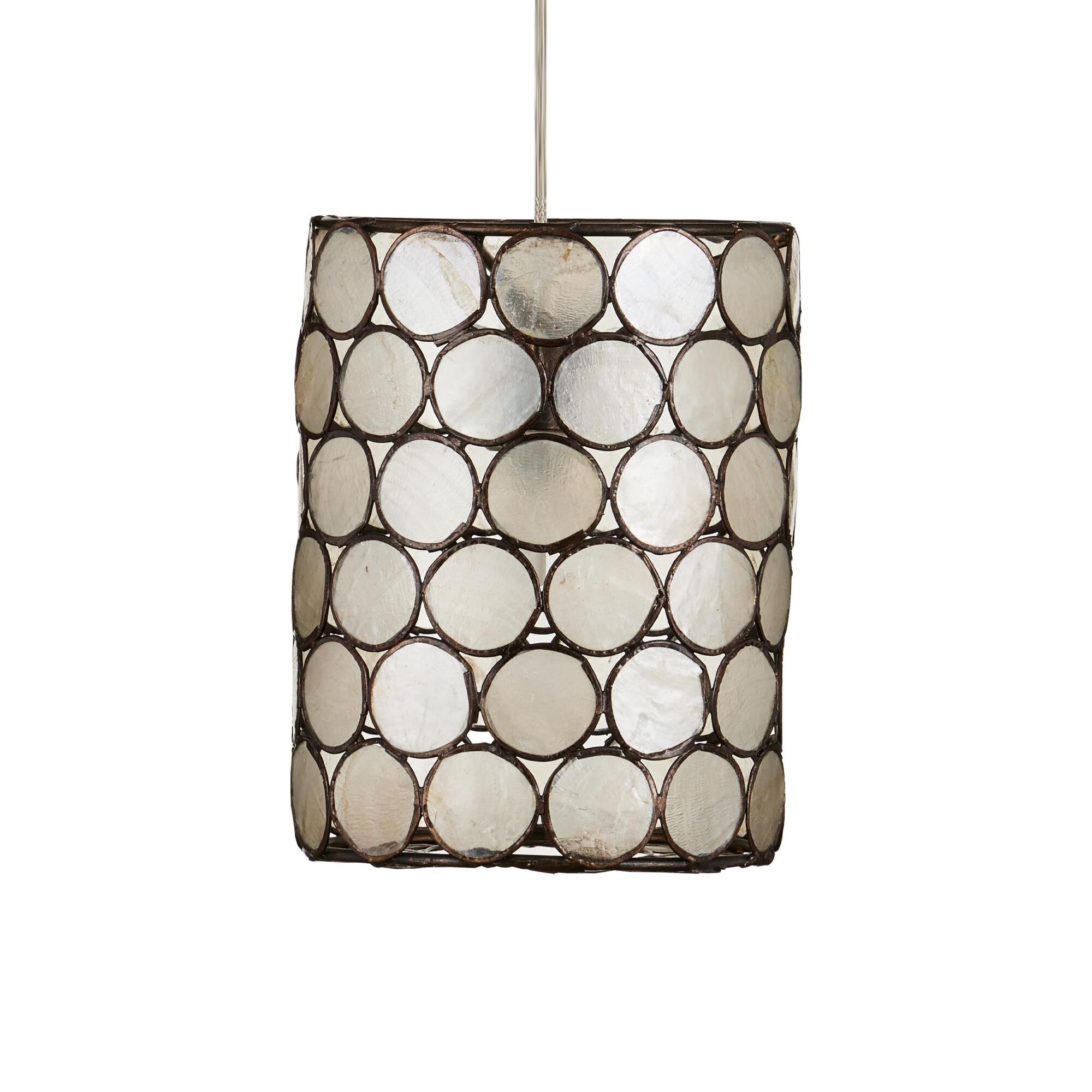 Shown in Cupertino/Silver finish and Cupertino/Iron/Capiz Shell shade