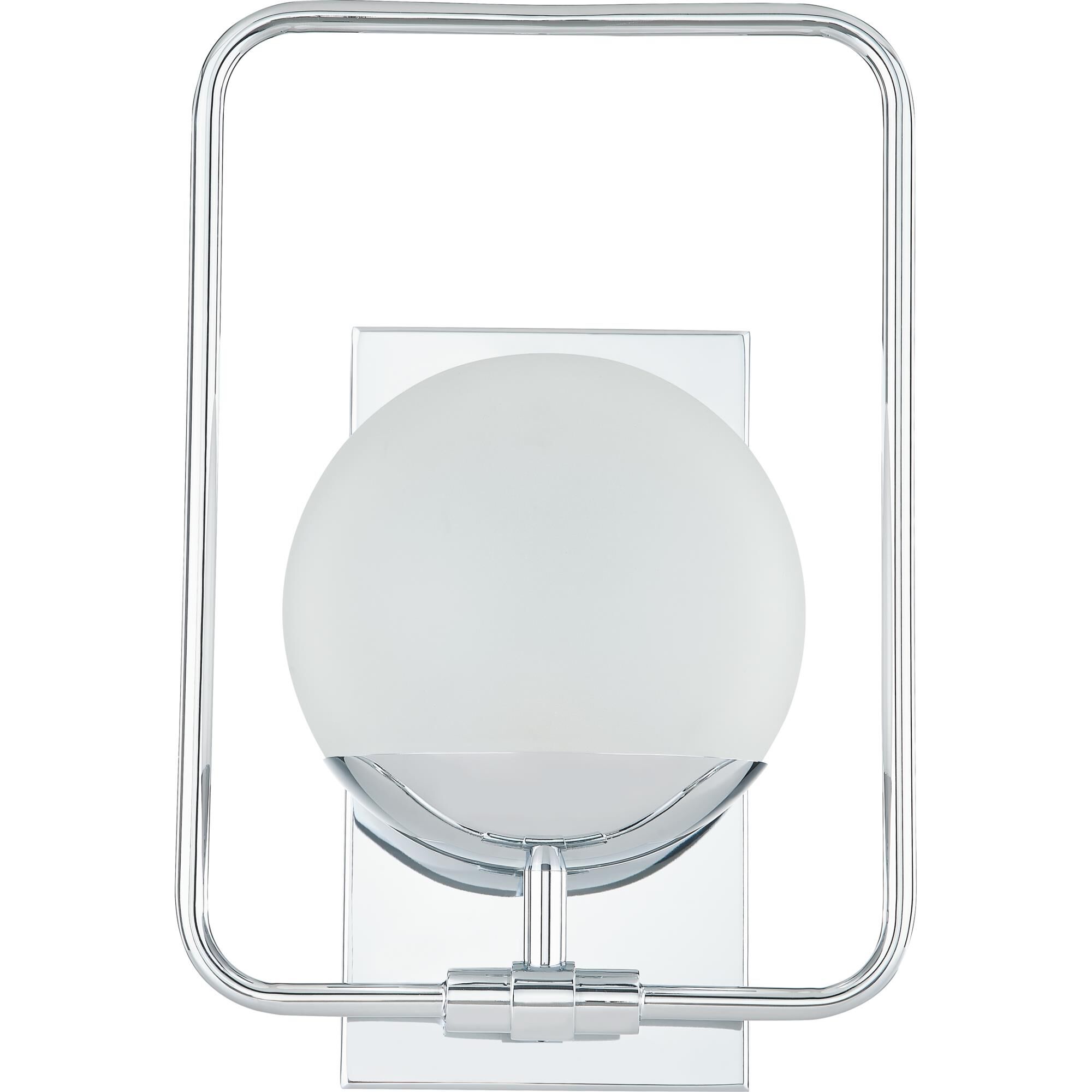 Shown in Polished Chrome finish and Clear Glass With Sandblasted Interior shade