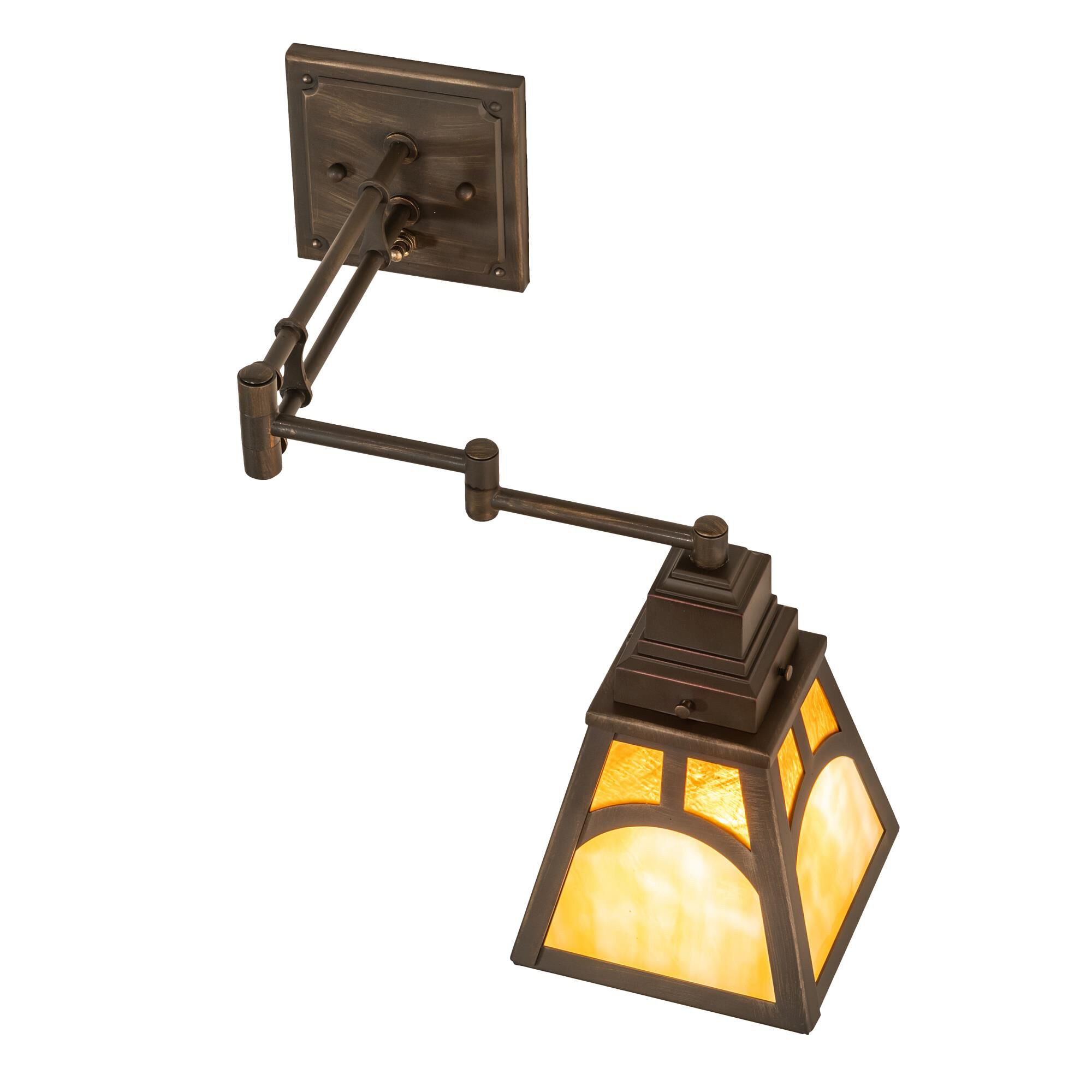 Shown in Antique Brass finish and Amber /Acrylic;Beige glass