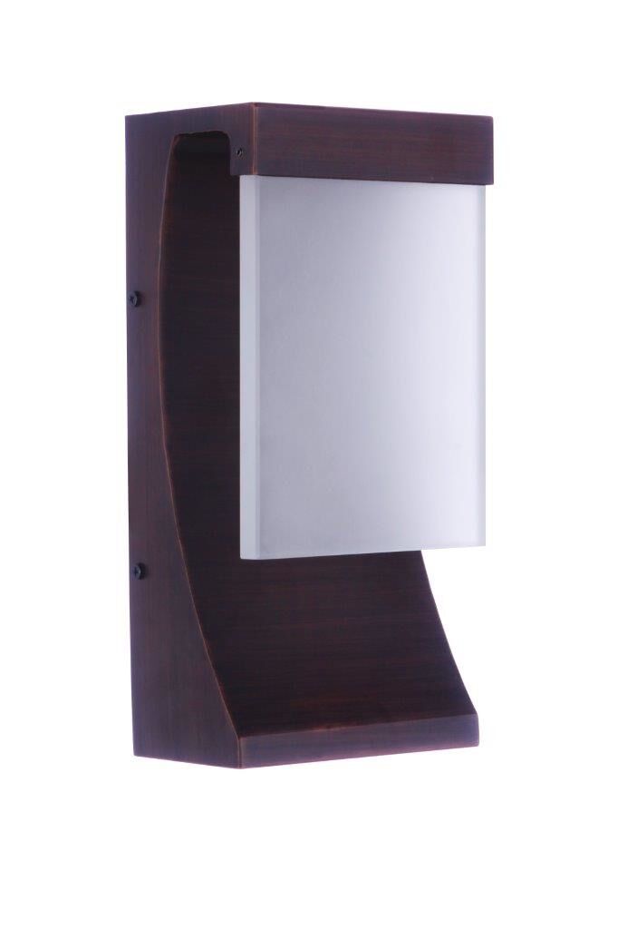 Shown in Aged Bronze Brushed finish and Frosted glass