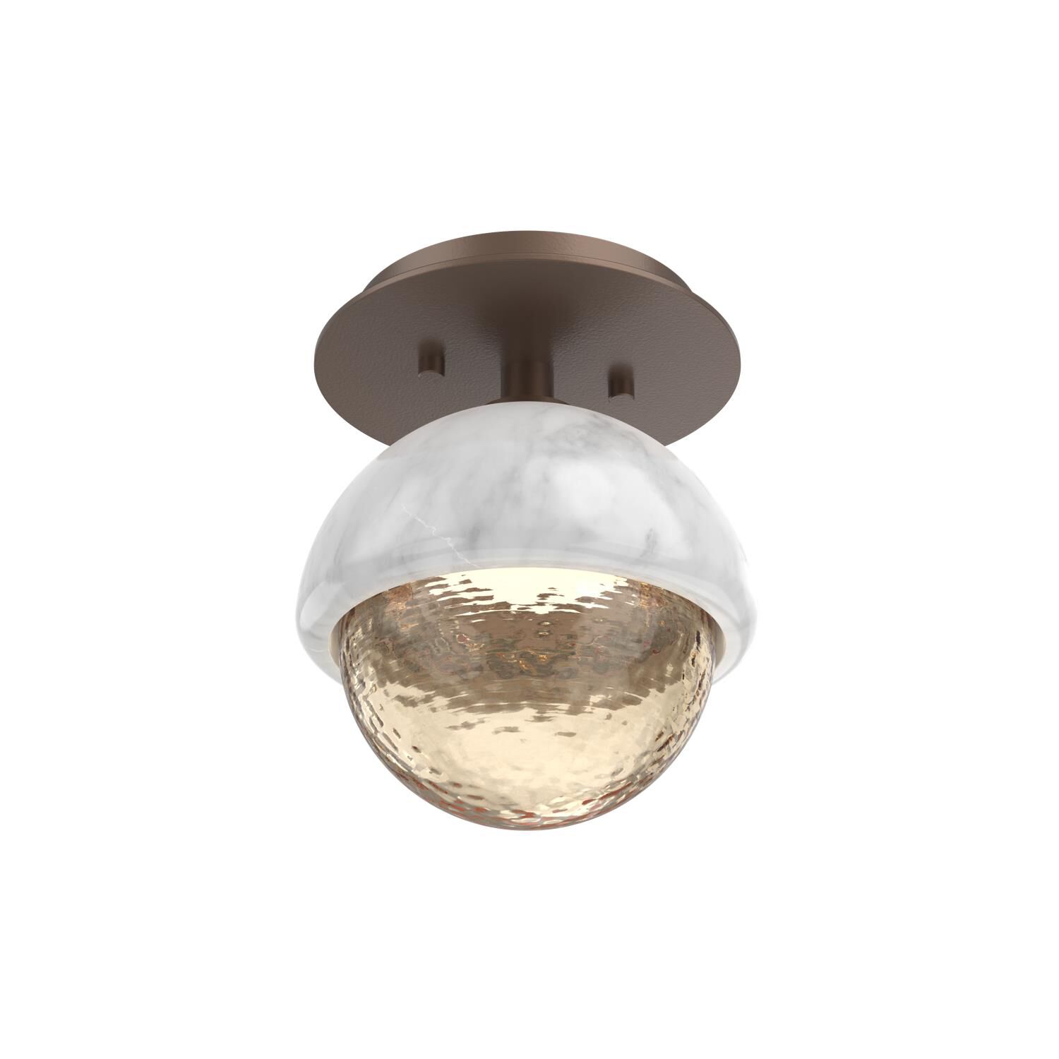 Shown in Burnished Bronze finish and Amber glass and White Marble accent