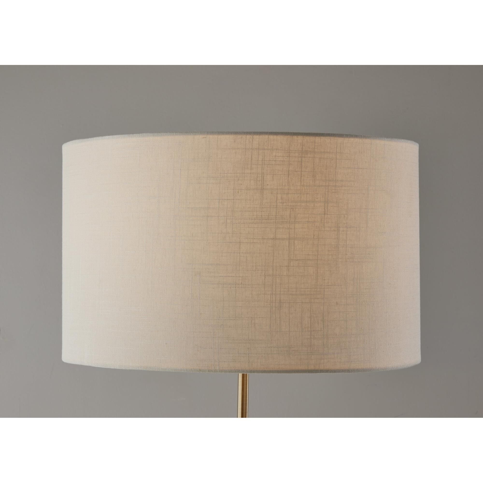 Shown in Antique Bronze finish and Cream Textured Fabric shade