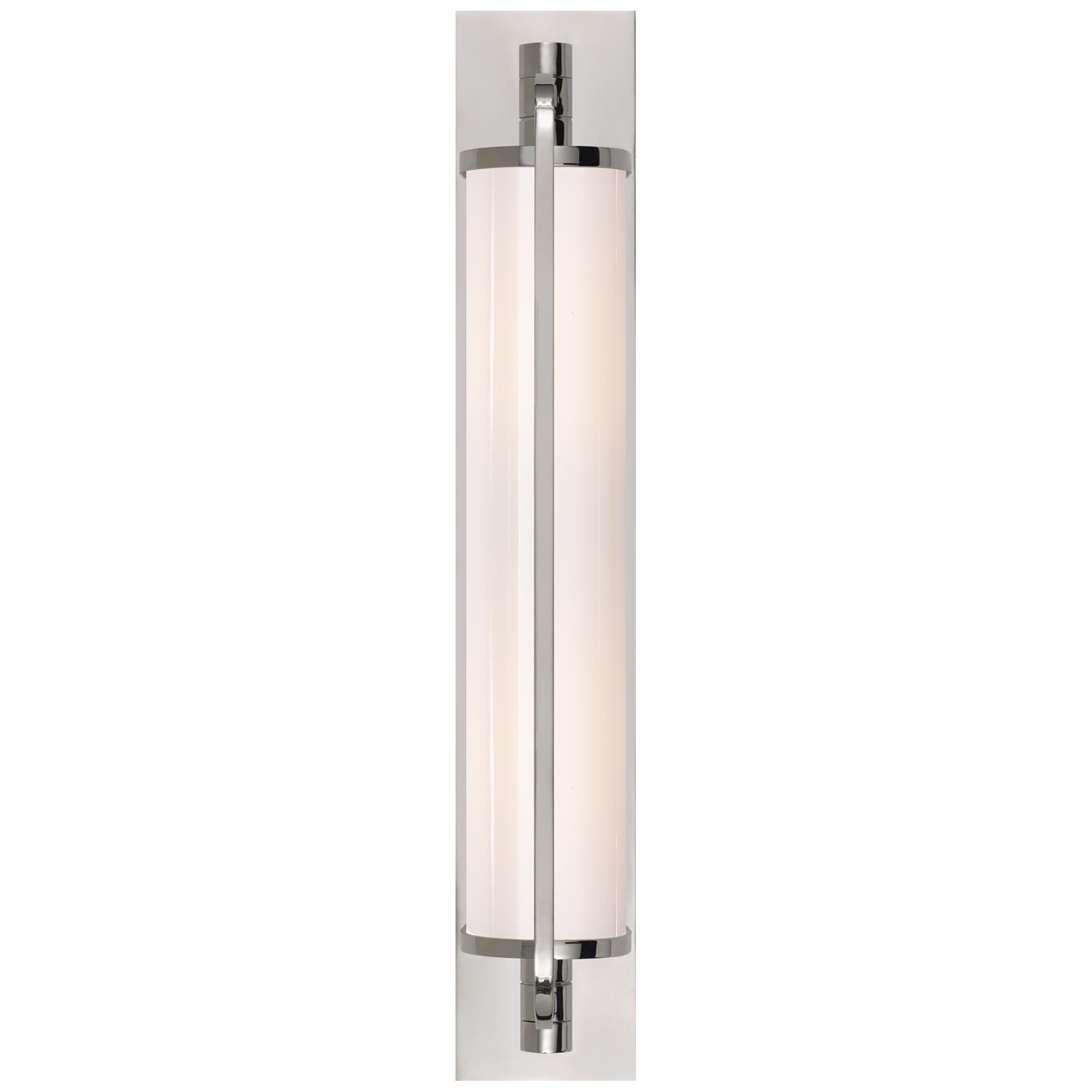 Shown in Polished Nickel finish and White glass