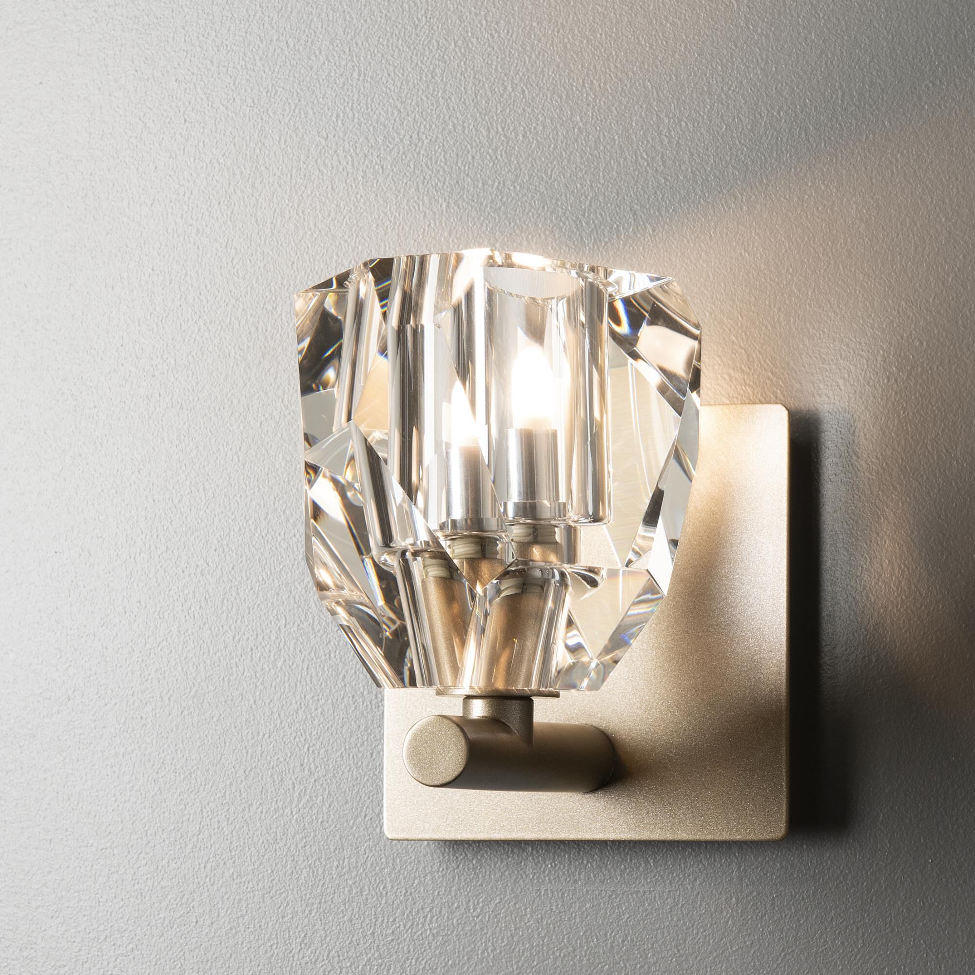 Shown in Soft Gold finish and Crystal accent