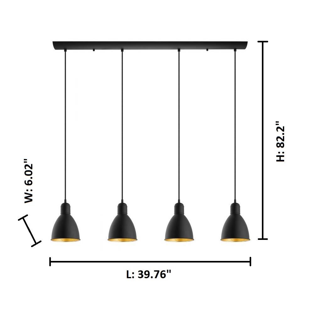 Shown in Black - Gold finish and Metal shade and Cable-Rod Color: Black accent