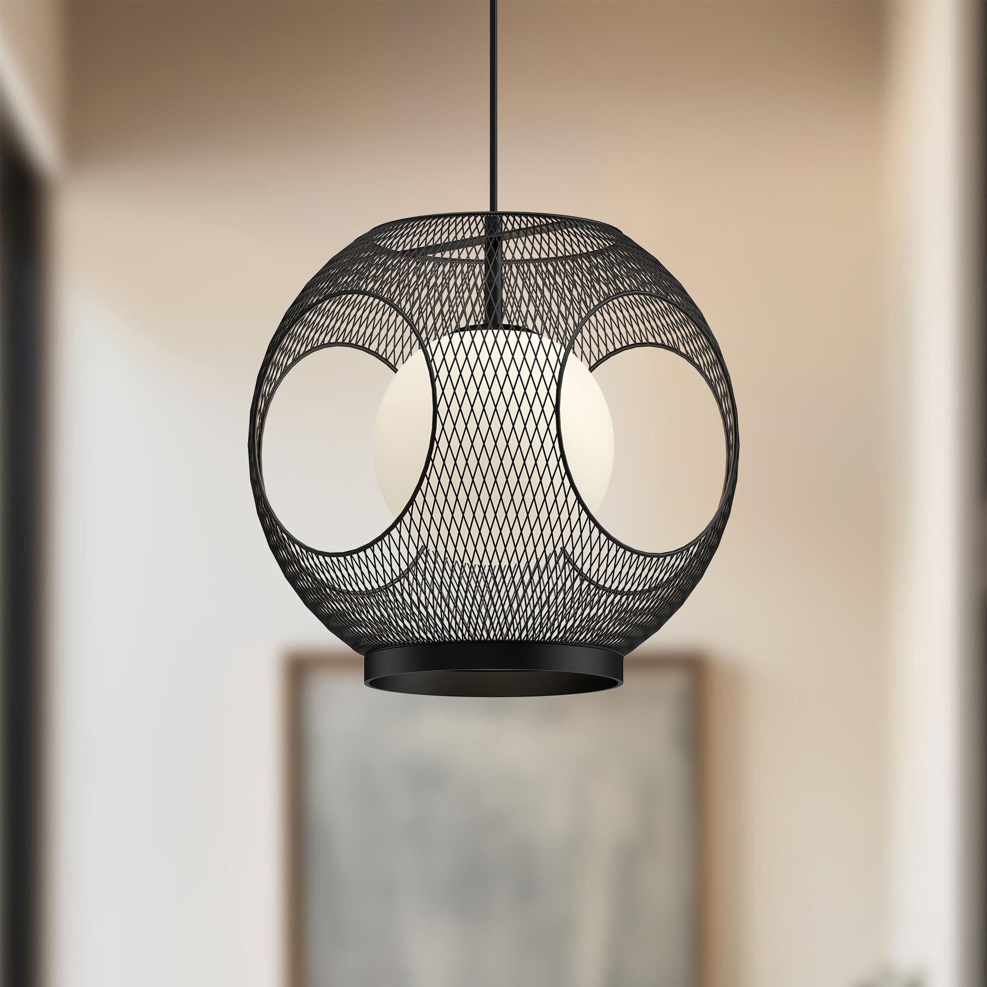 Shown in Black finish and Opal glass