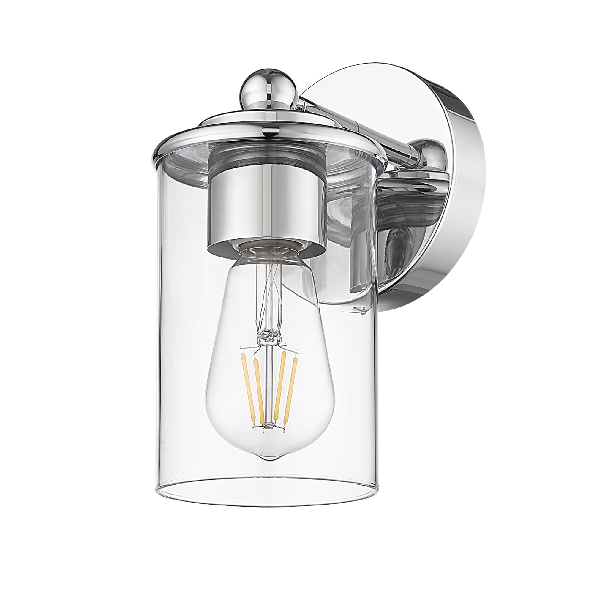 Shown in Chrome  finish and Clear glass