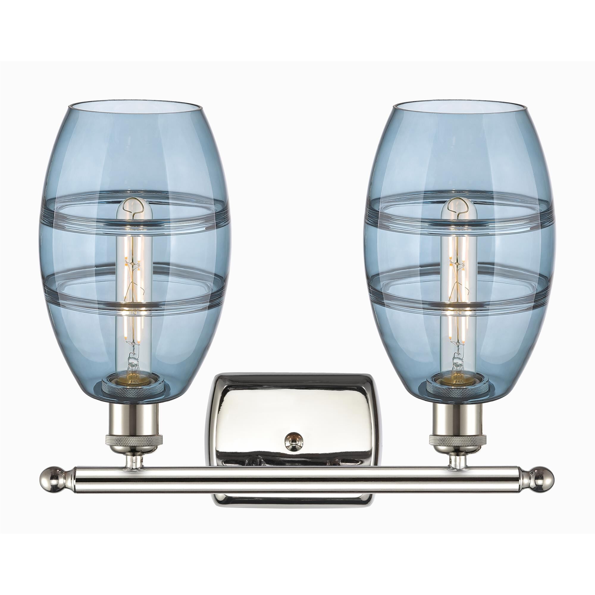 Shown in Polished Nickel finish and Princess Blue glass