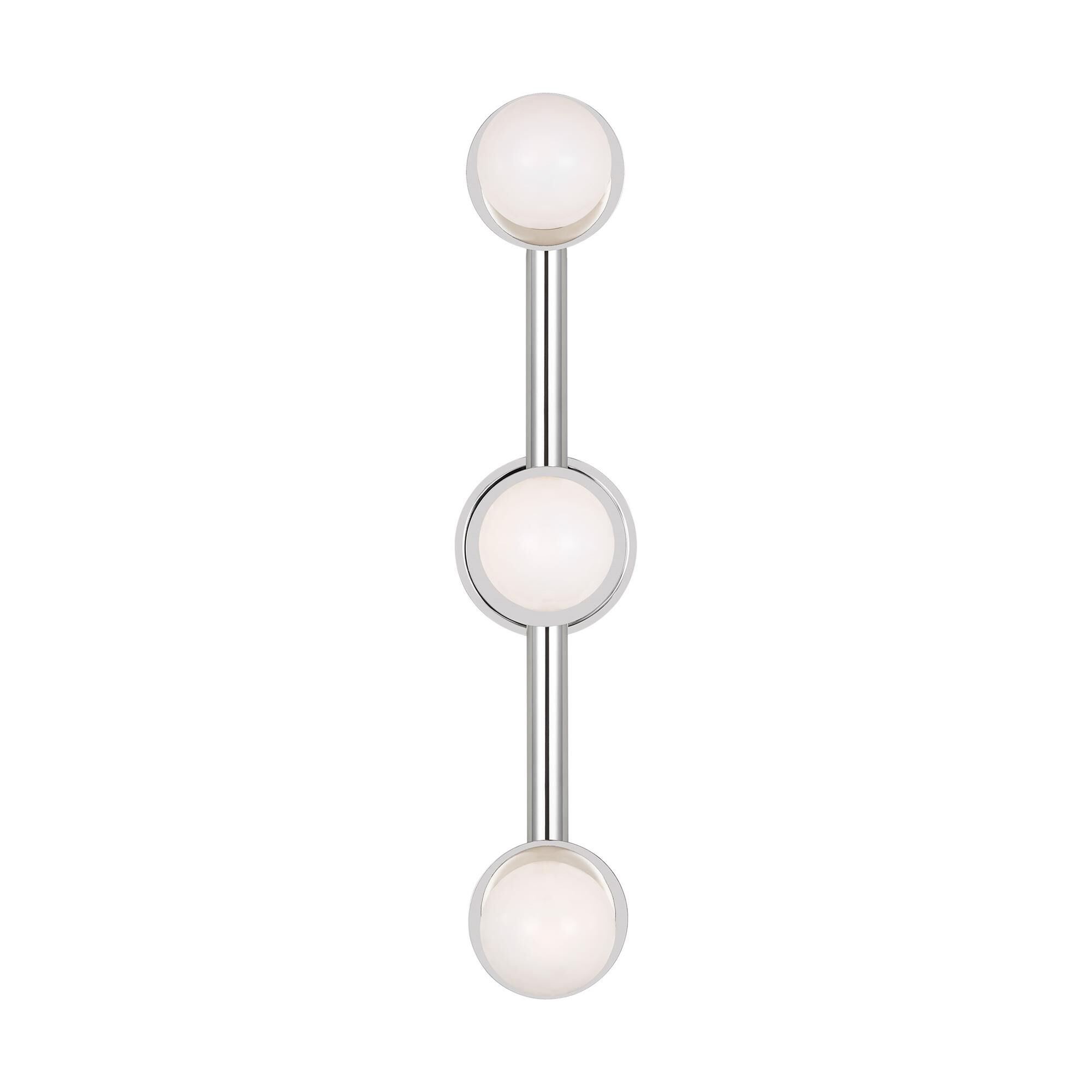 Shown in Polished Nickel finish and Milk glass