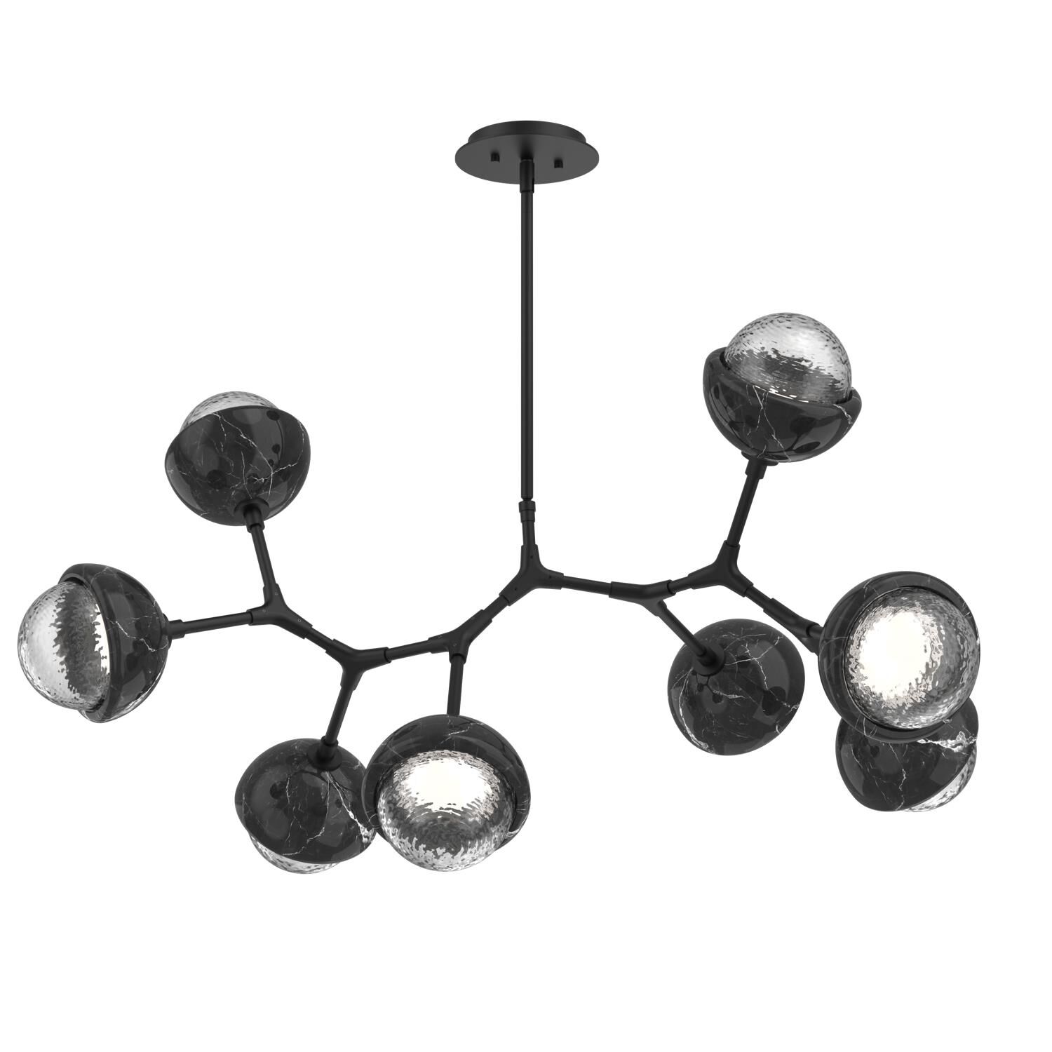 Shown in Matte Black finish and Clear glass and Black Marble accent