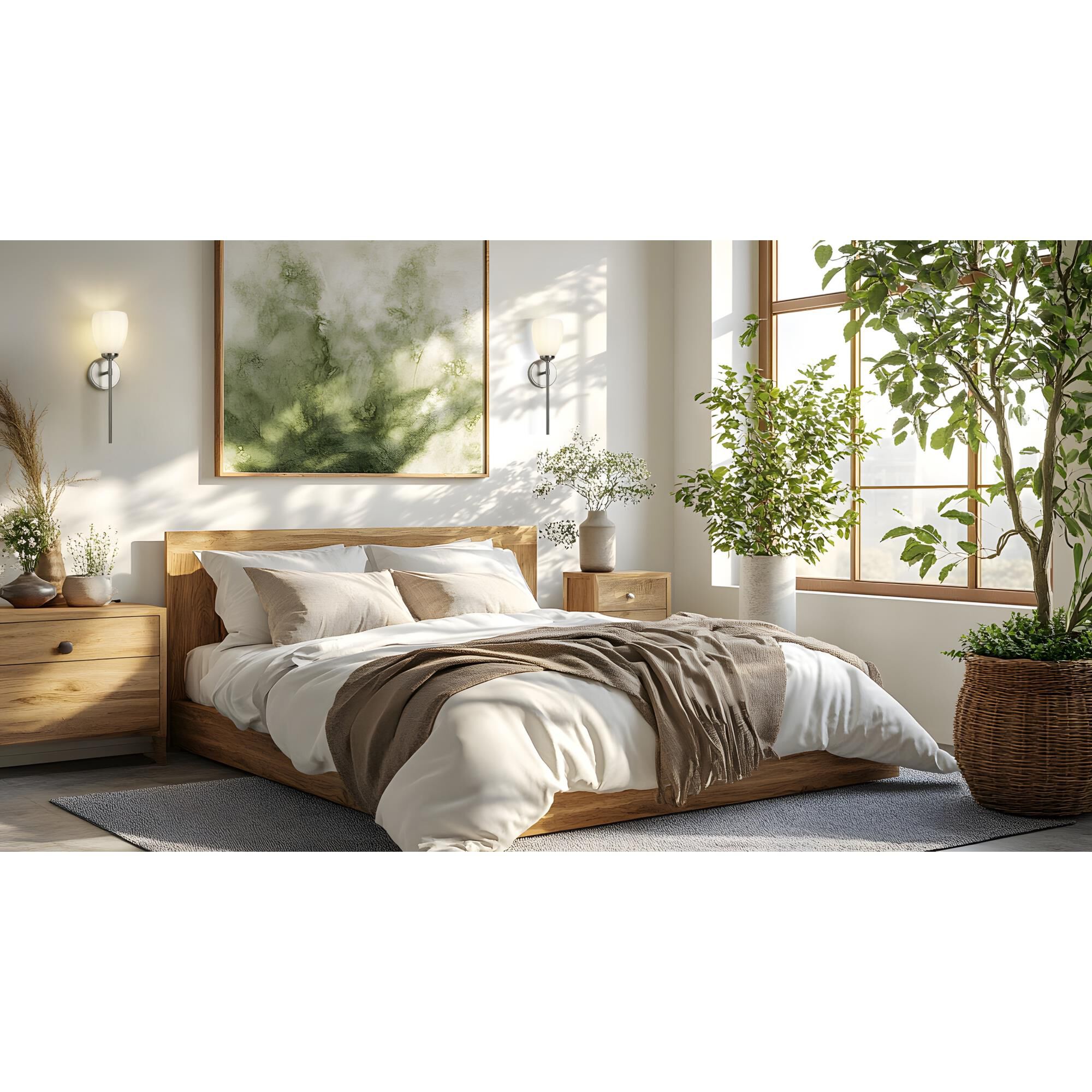 Shown in Brushed Nickel finish and Matte Opal glass and Matte Opal shade