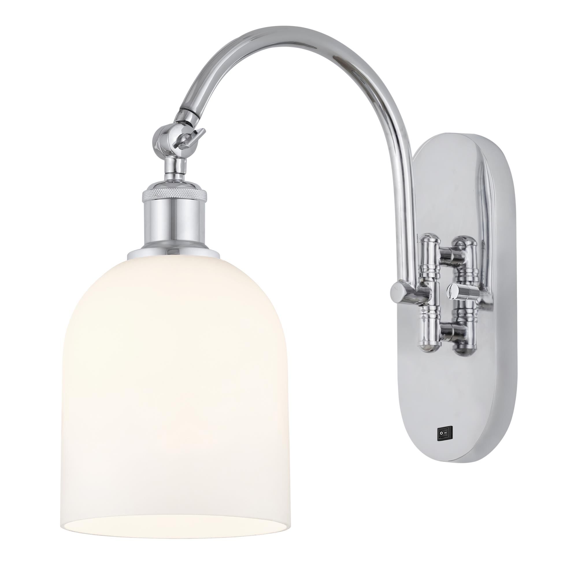 Shown in Polished Chrome finish and Gloss White glass