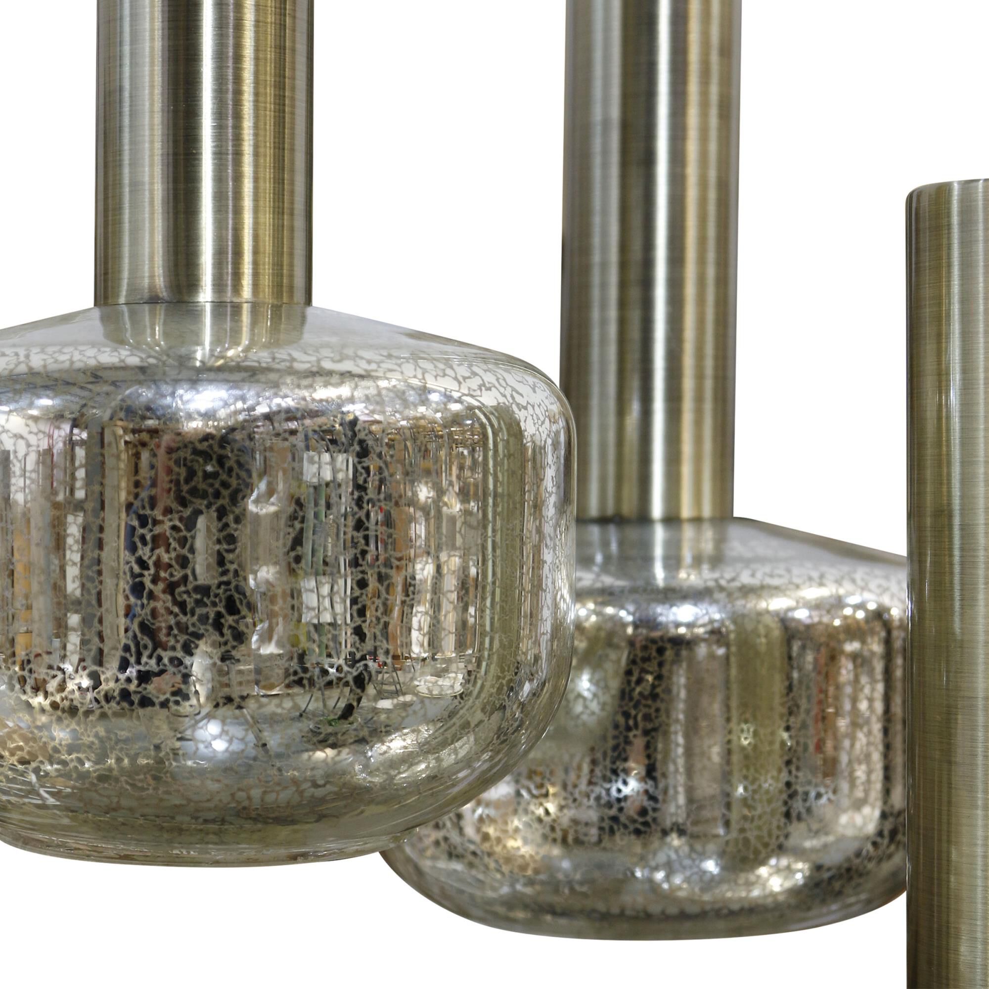 Shown in Antique Brass And Silver Mercury finish and Silver Mercury shade